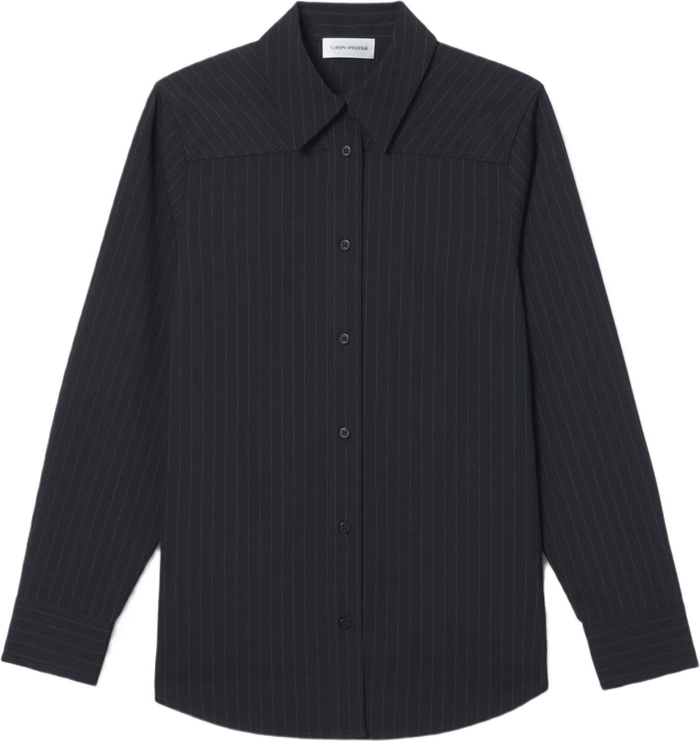 Skjortblus UDINE, från Carin Wester, i färgen Navy Pin Stripe.