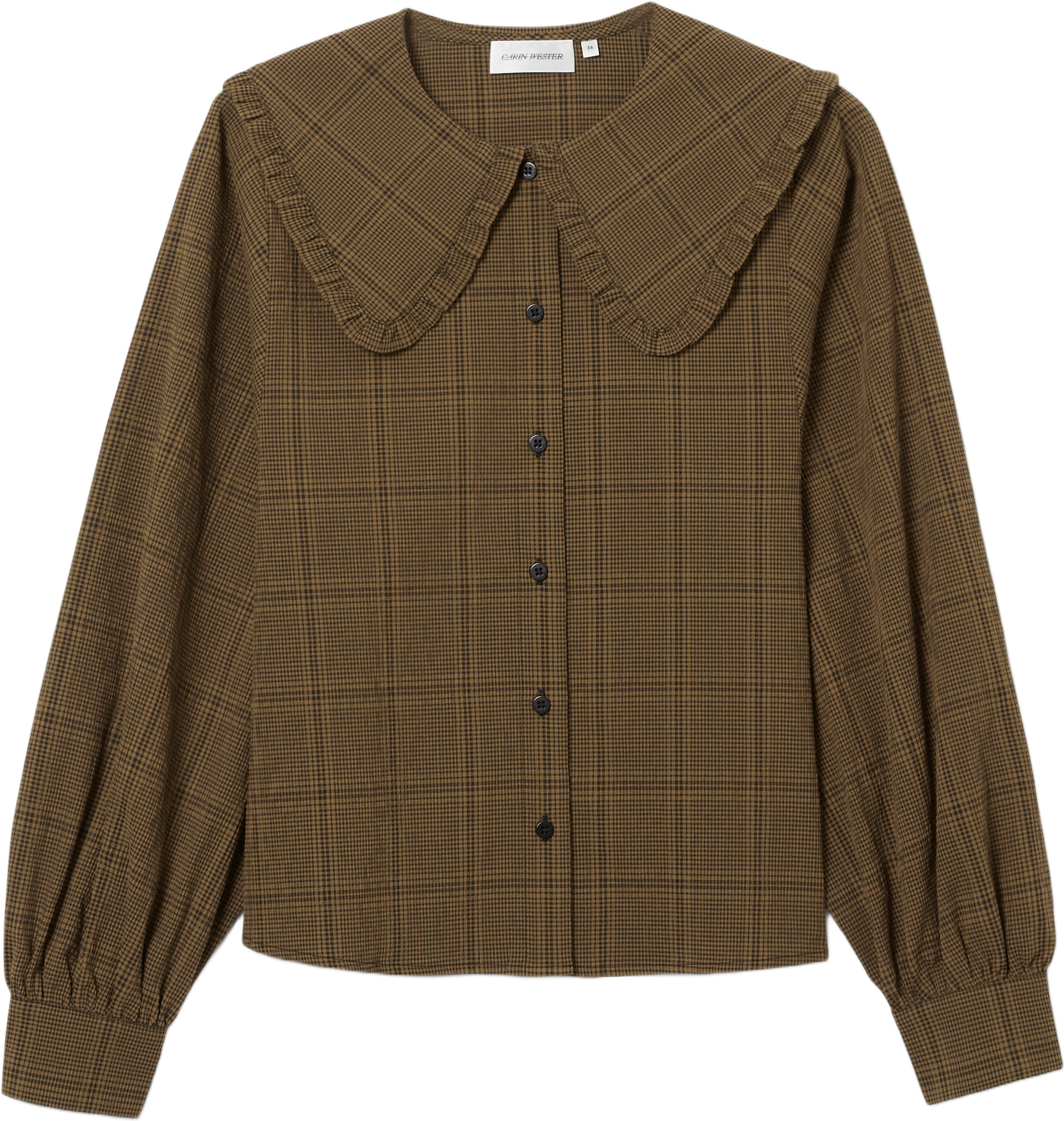 Blus i bäckebölja ANELLA, från Carin Wester, i färgen Brown Check.