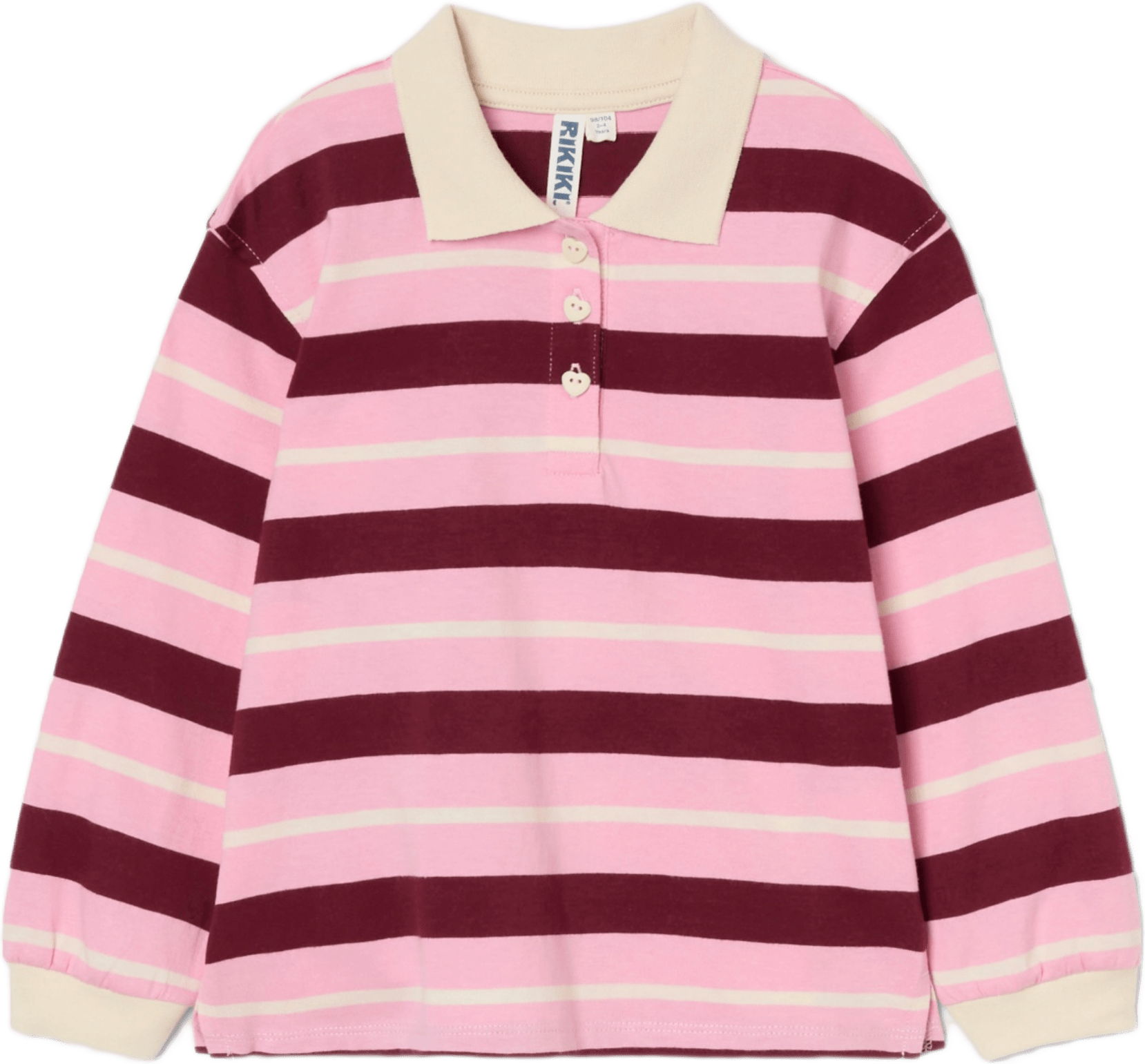 Pikétröja DENISE, från RIKIKI, i färgen Pink Stripe.