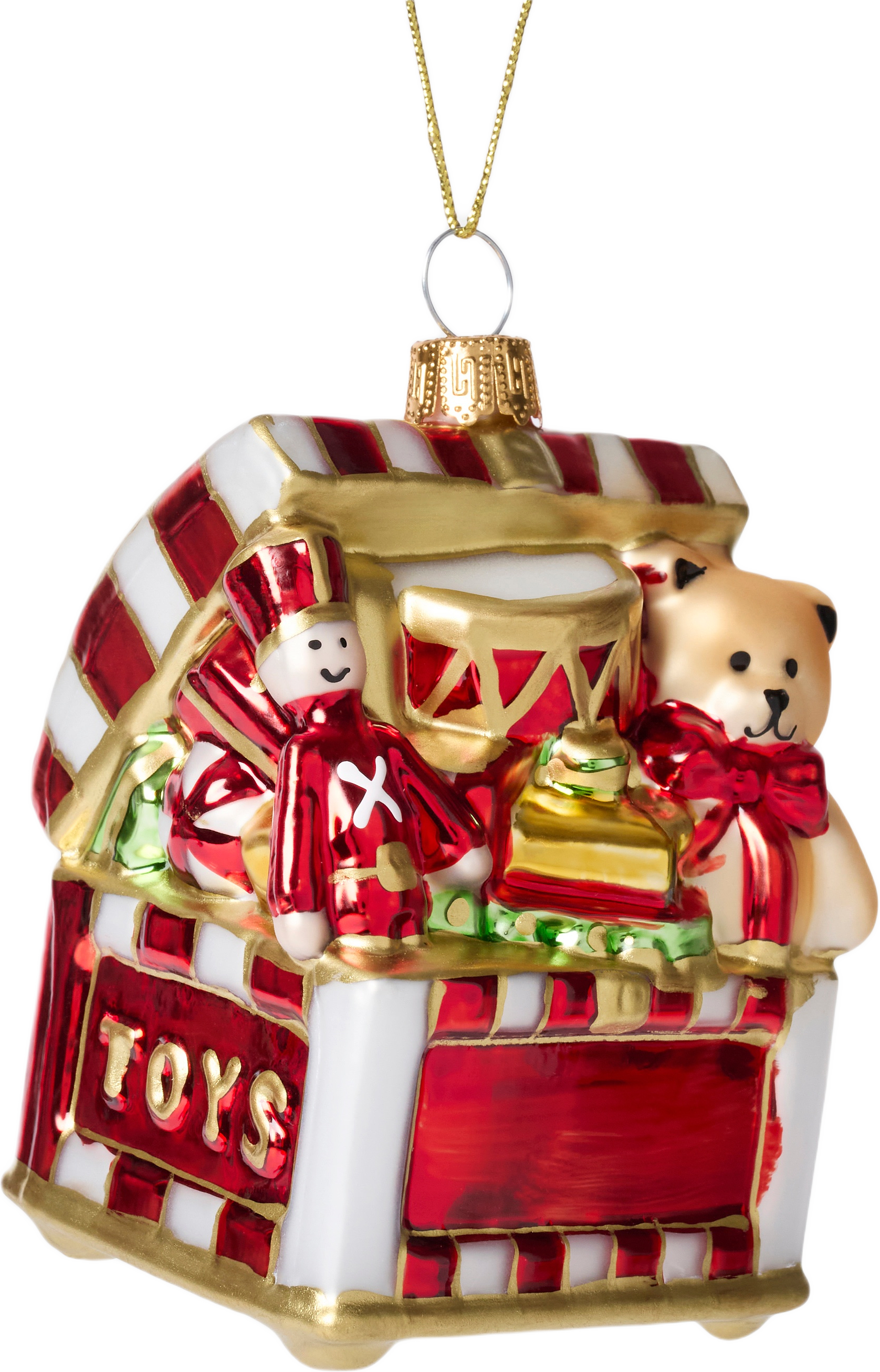 Julgranshänge i glas LEKSAKSLÅDA, från Åhléns Home, i färgen Multicolor.