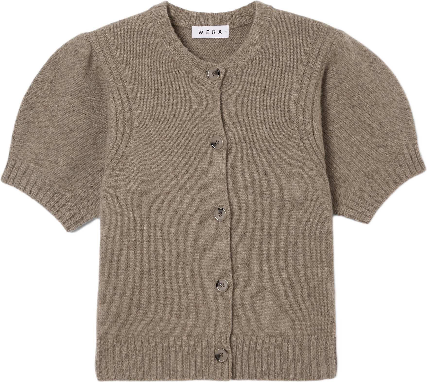 Cardigan i ull JOLIE, från Wera, i färgen Mole.