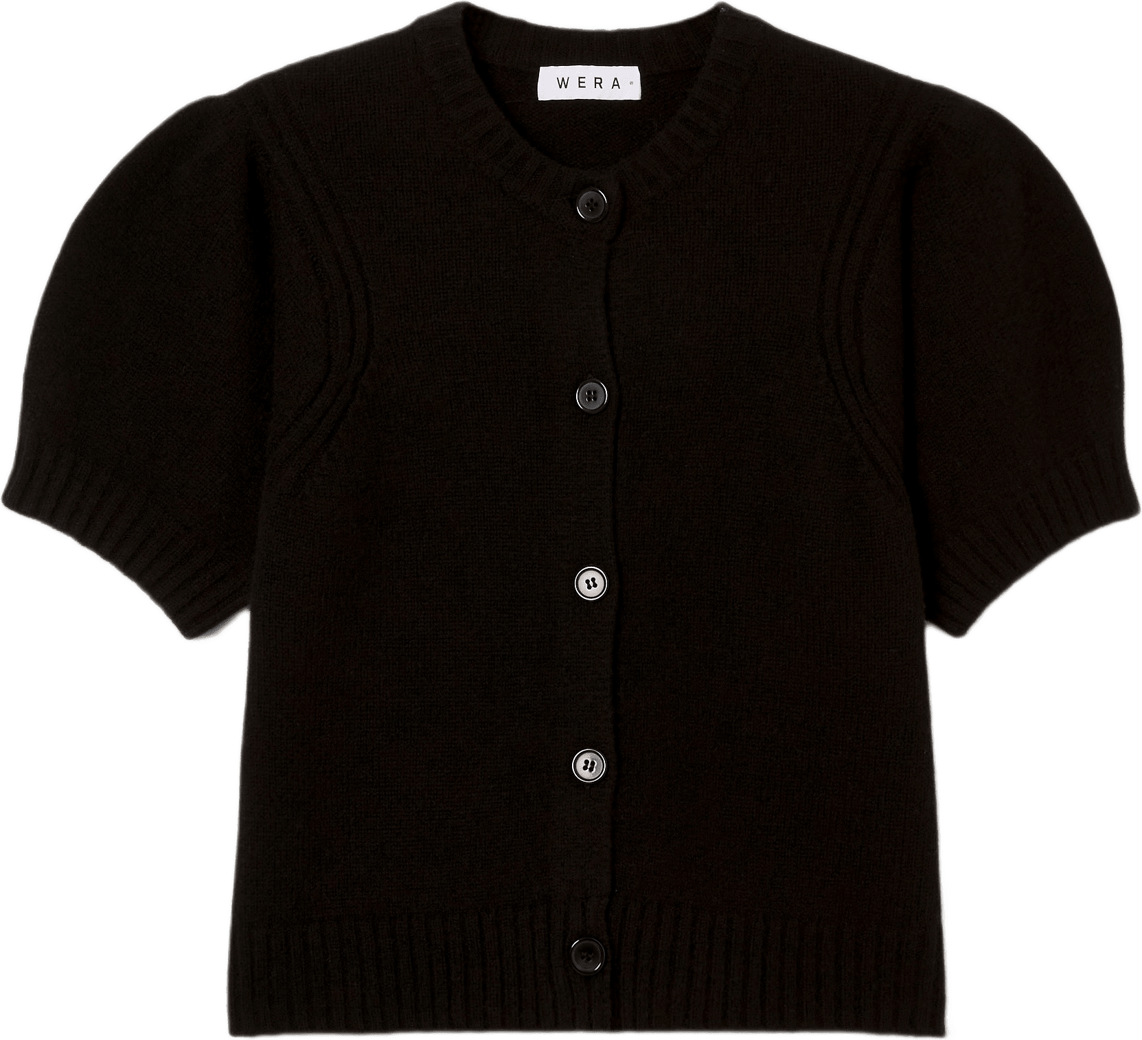 Cardigan i ull JOLIE, från Wera, i färgen Black.