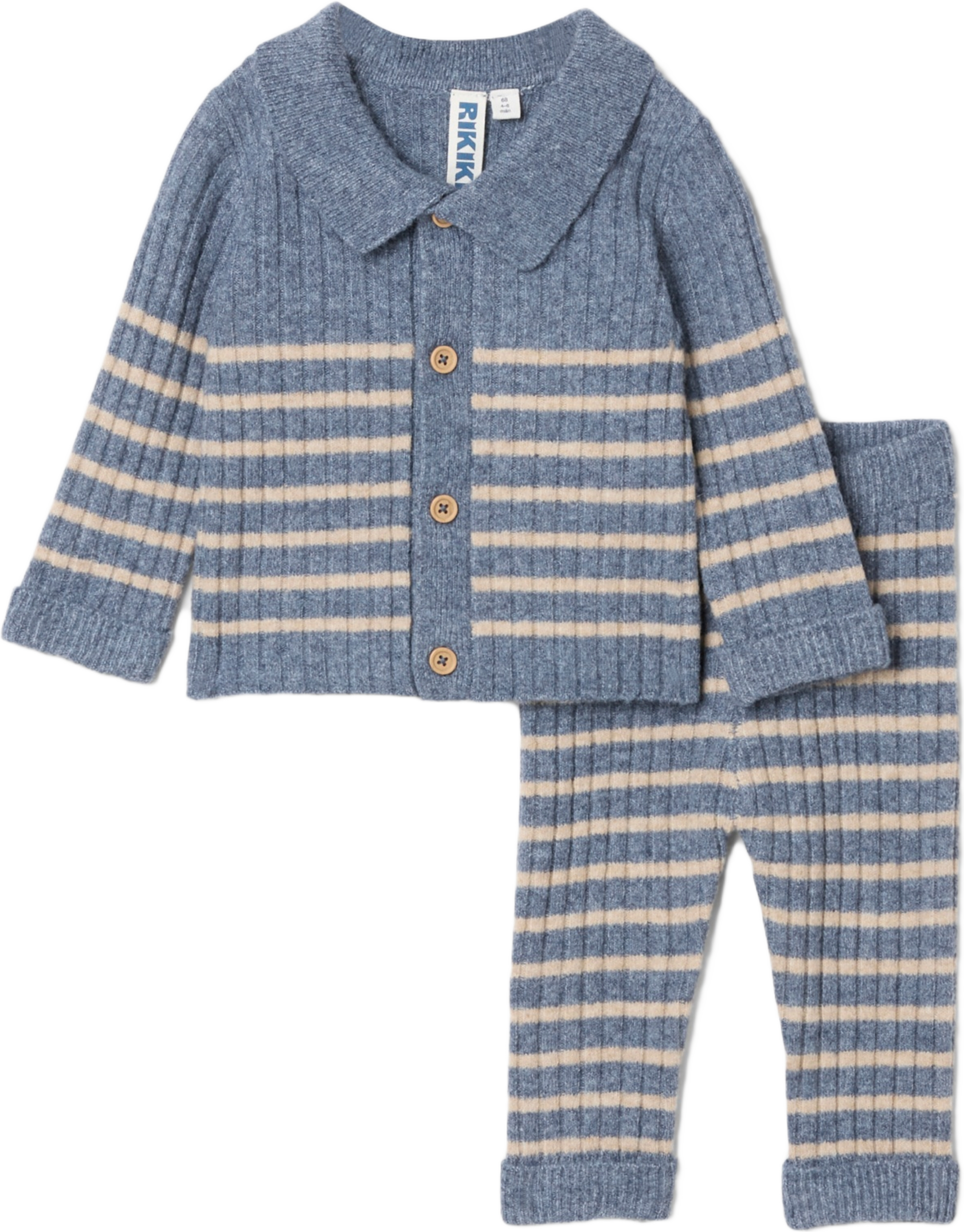 Randigt stickat set OAT