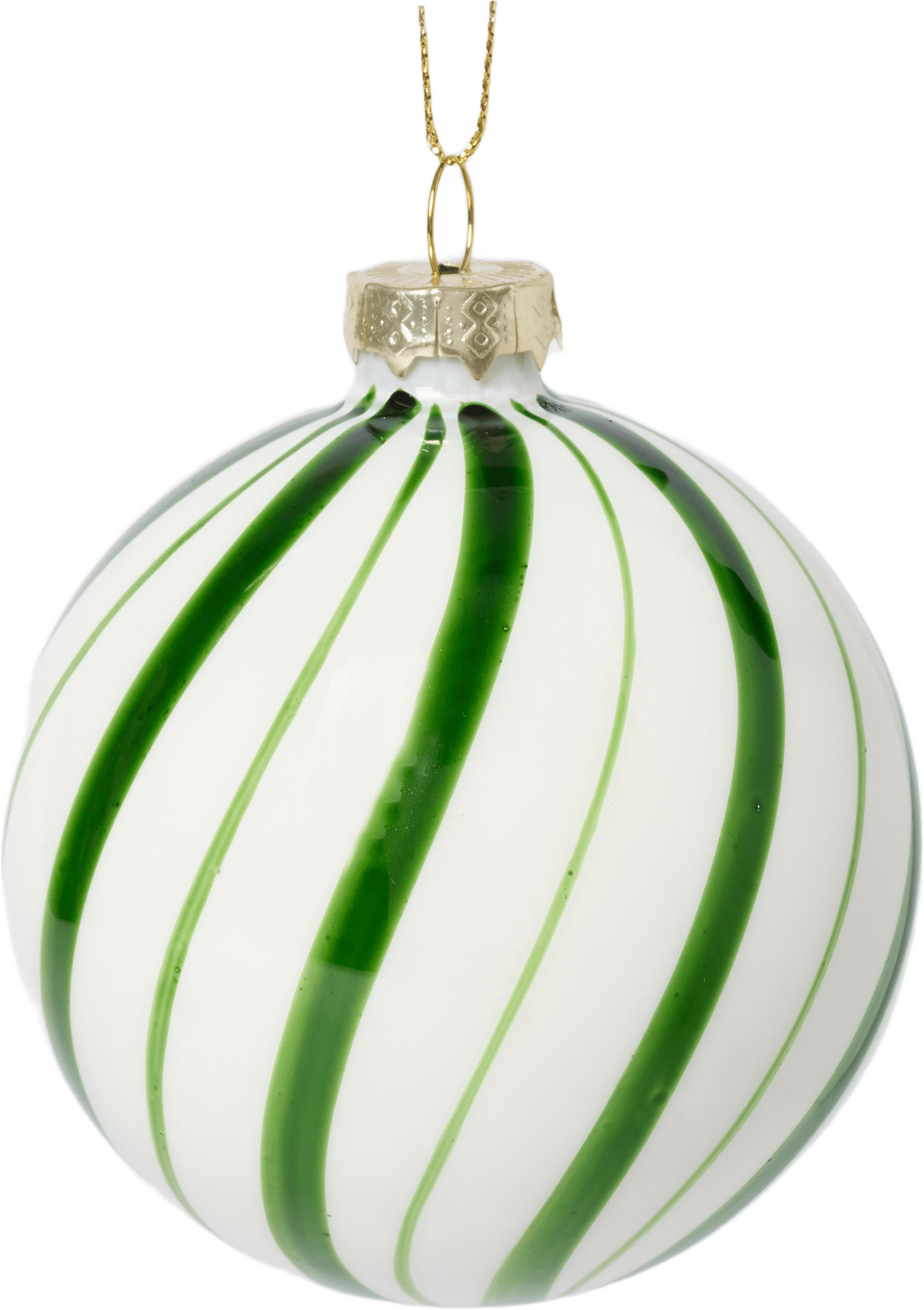 Julgranskula i glas BOLD SWIRL 8 cm, från Åhléns Home, i färgen Green/White.