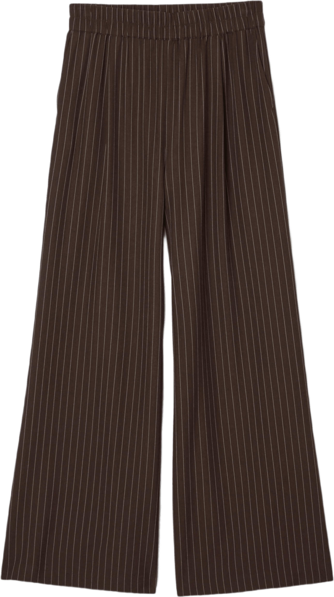 Vida byxor med kritstreck ILMA, från Carin Wester, i färgen Brown Pinstripe.