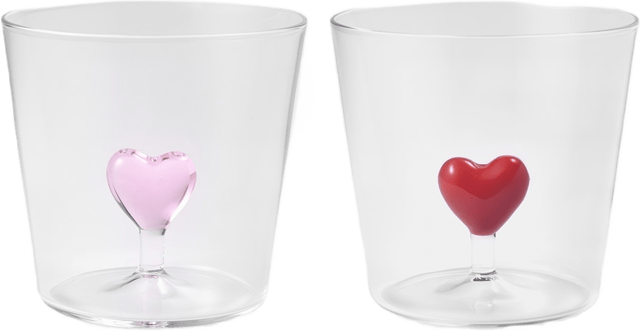 Tumbler HEART 30 cl, 2-pack, från Åhléns Home, i färgen Red/Pink.
