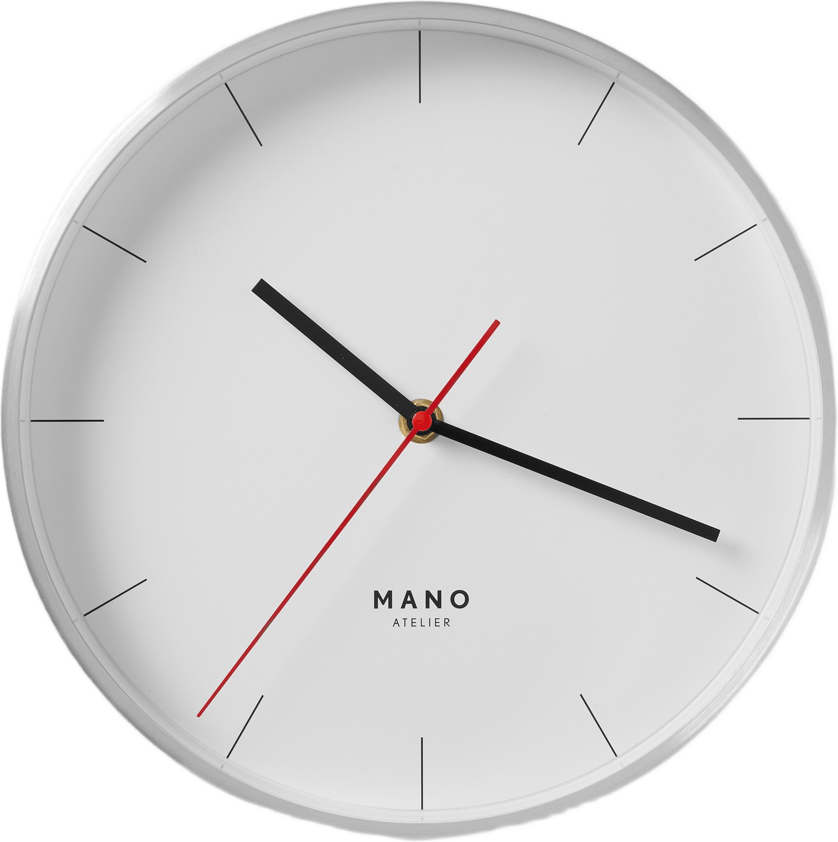 Väggklocka i aluminium 25 cm, från MANO ATELIER, i färgen Chrome.