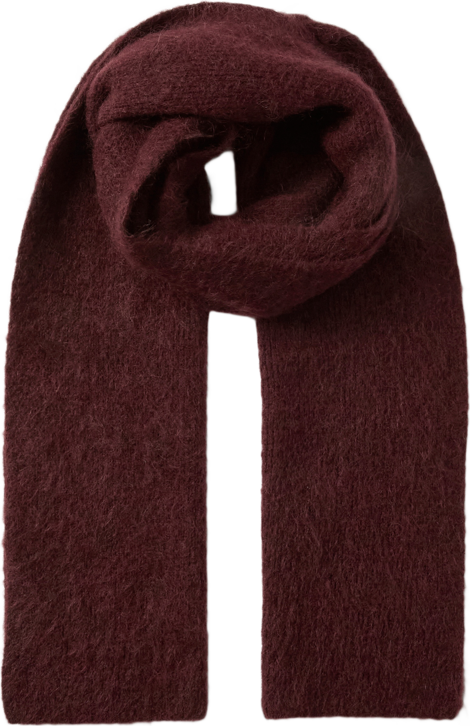 Halsduk i ull- och mohairmix BARBRO, från Wera, i färgen Wine Red.