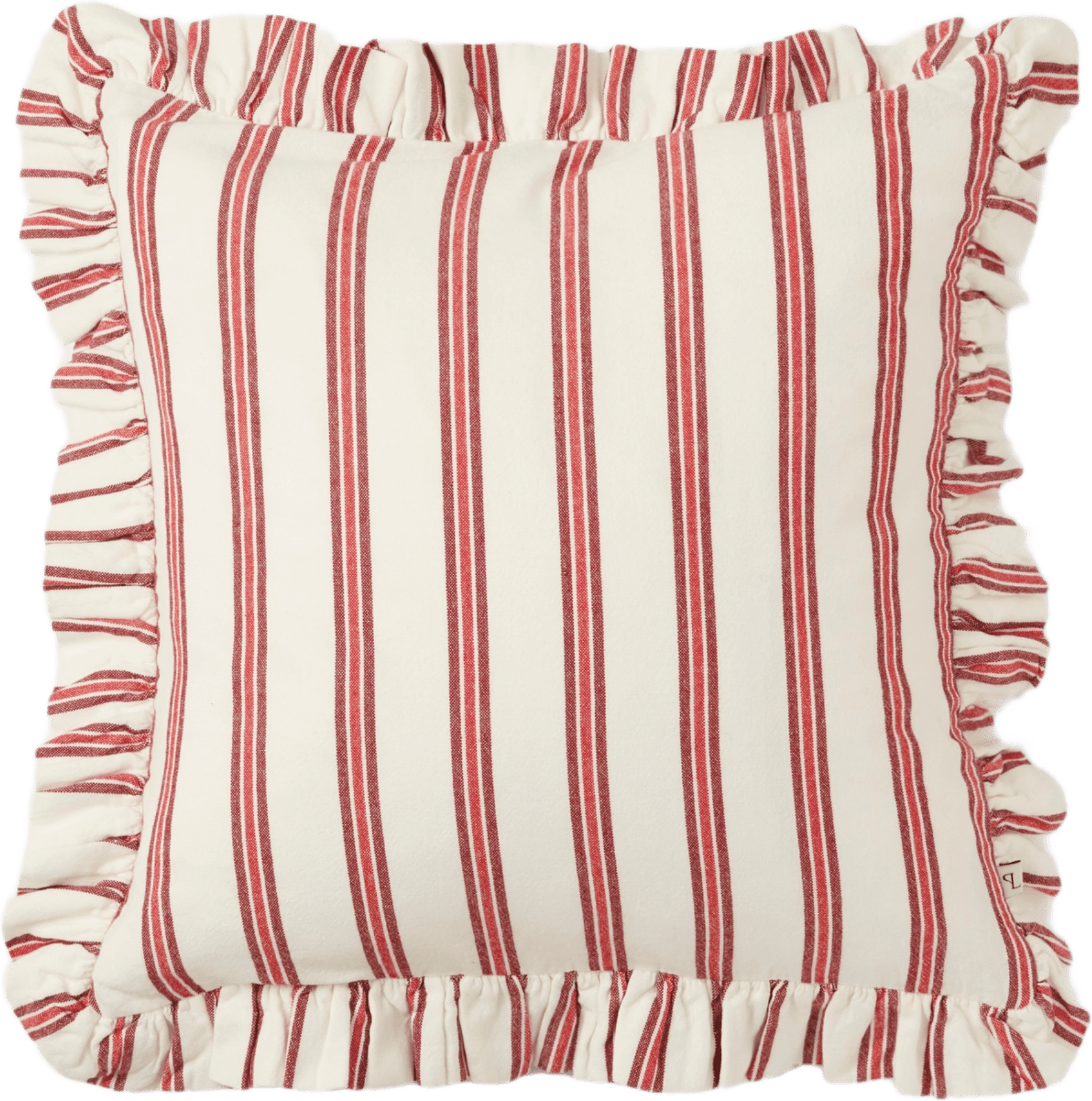 Kuddfodral STRIPE FRILL 50x50 cm, från PORTOLINO LIVING, i färgen Off White/Red.