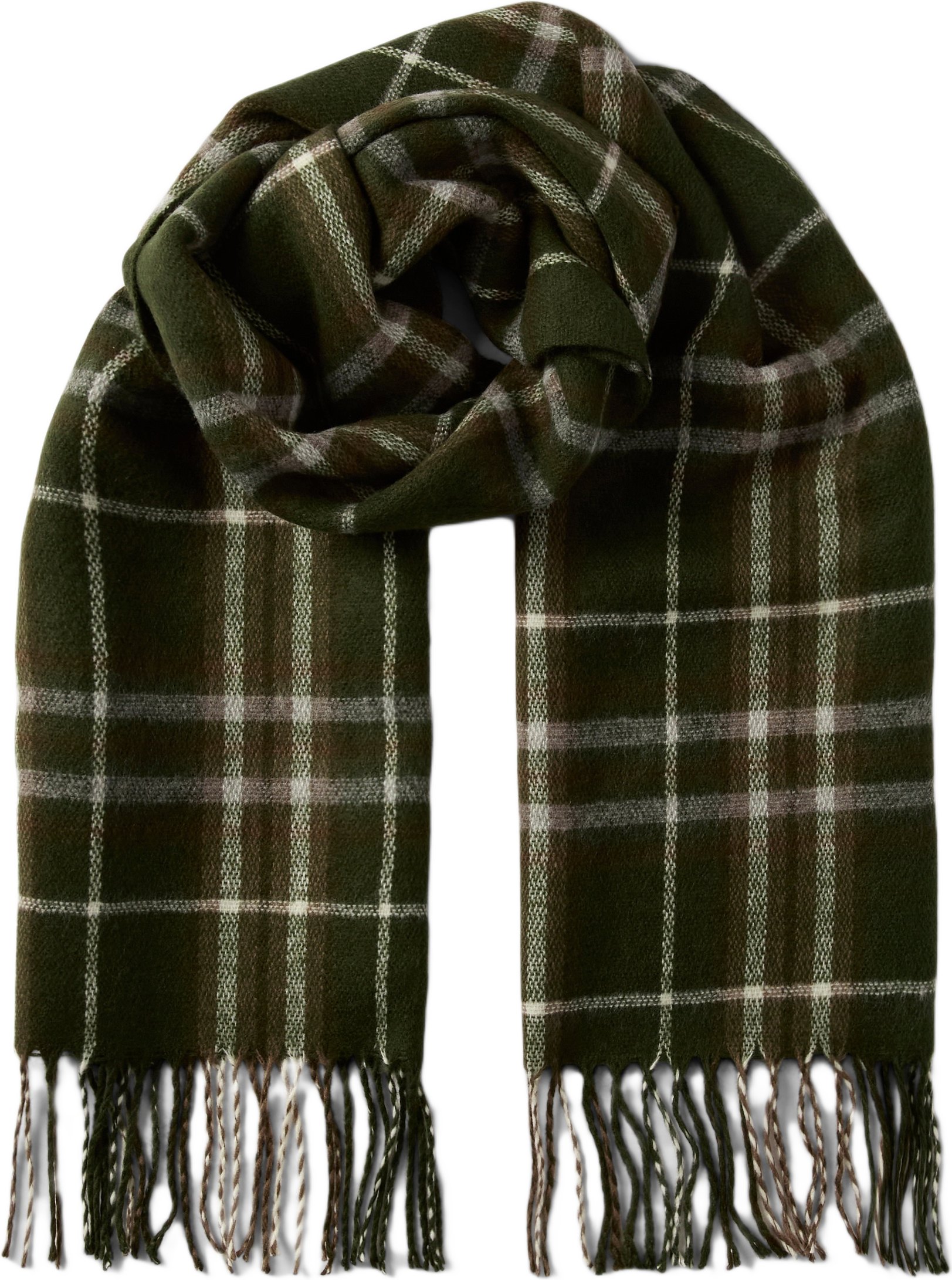 Halsduk med fransar ELLEN, från Å WOMAN, i färgen Dark Green.