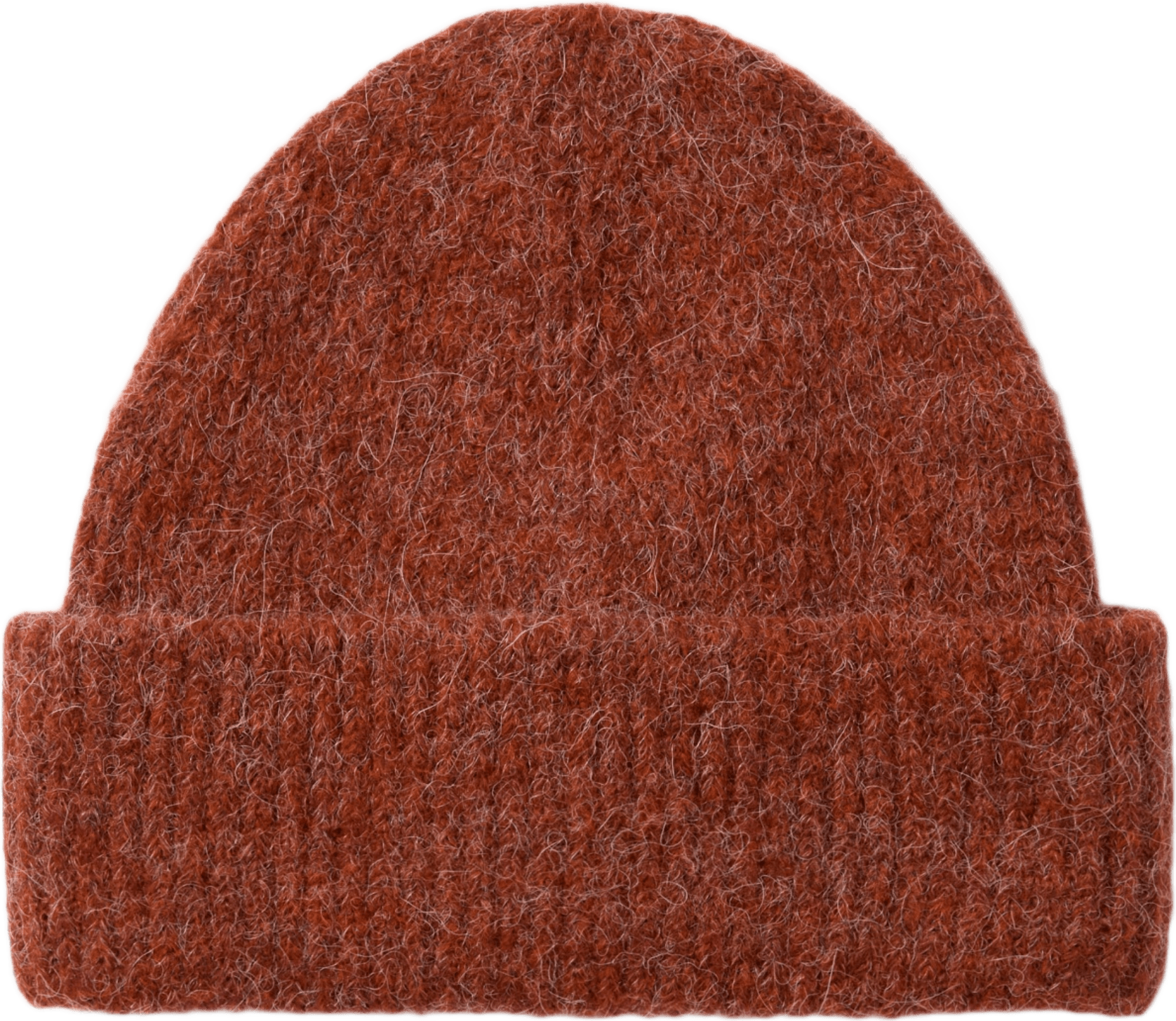 Tjockt stickad mössa JUNI, från Å WOMAN, i färgen Morange.