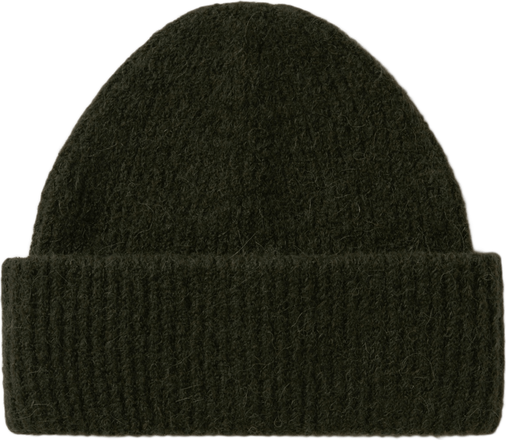 Tjockt stickad mössa JUNI, från Å WOMAN, i färgen Dark Green.