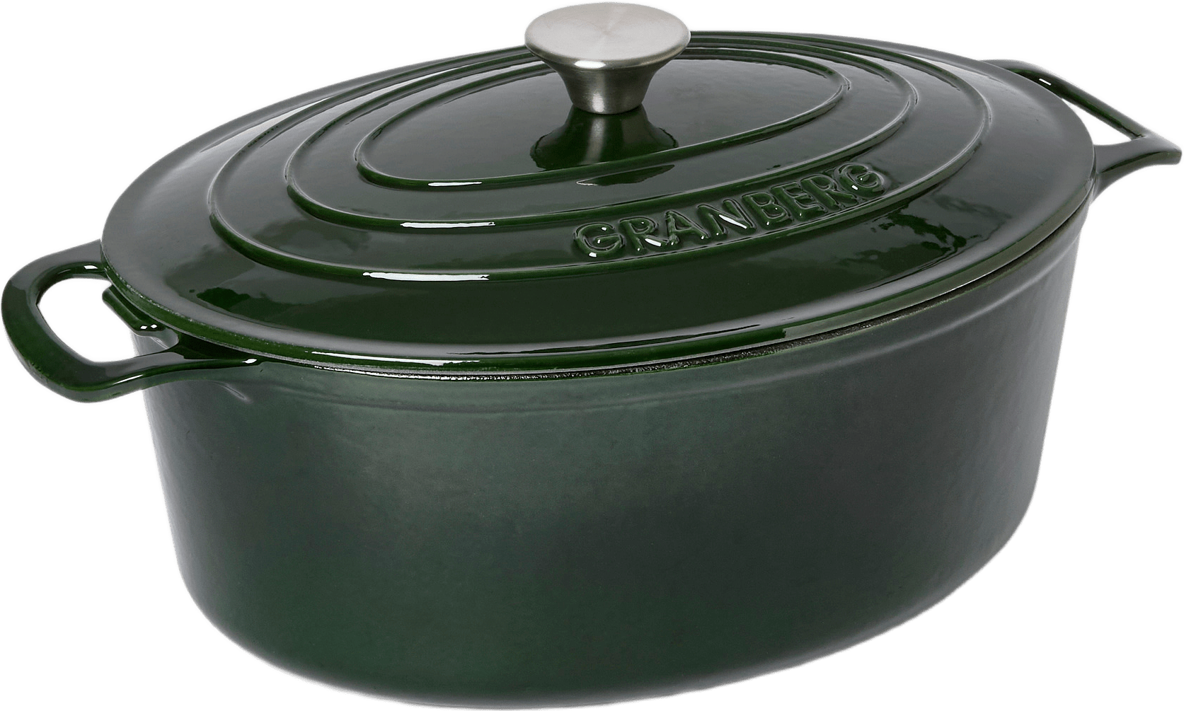 Gjutjärnsgryta oval 6 L, från GRANBERG, i färgen Dk Green.