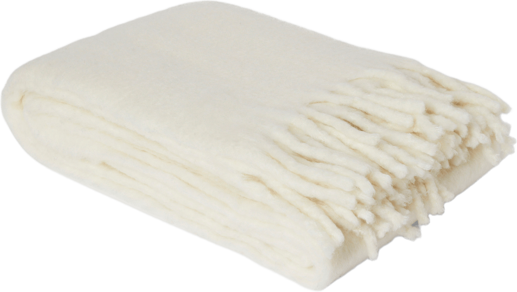 Enfärgad pläd i ullmix WOLFIE 130x170 cm, från Åhléns Home, i färgen Off White.