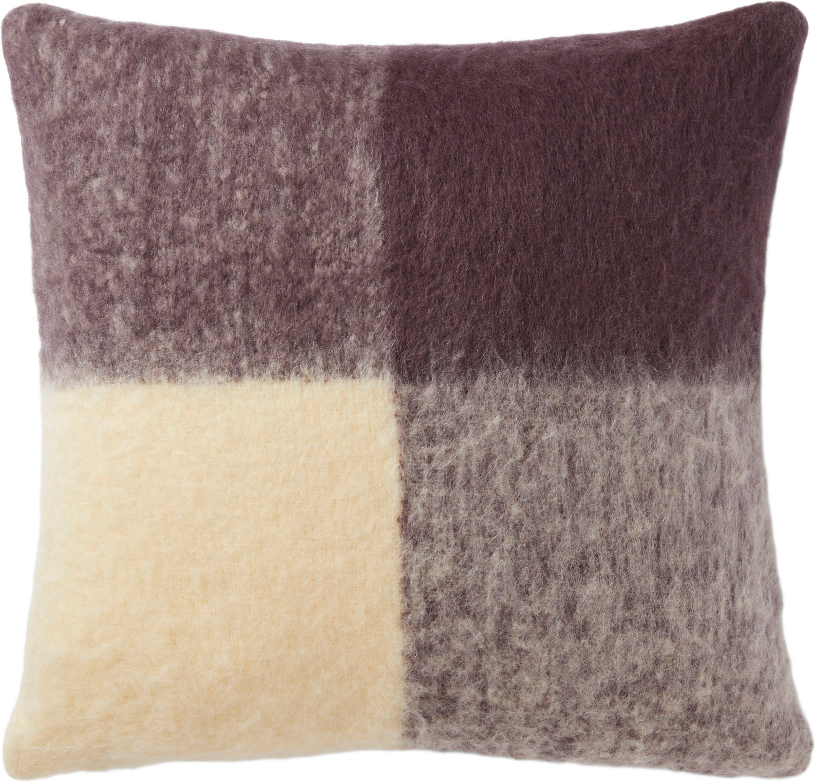 Rutigt kuddfodral i ullmix WOLFIE 50x50 cm, från Åhléns Home, i färgen Multi Rose/Red.