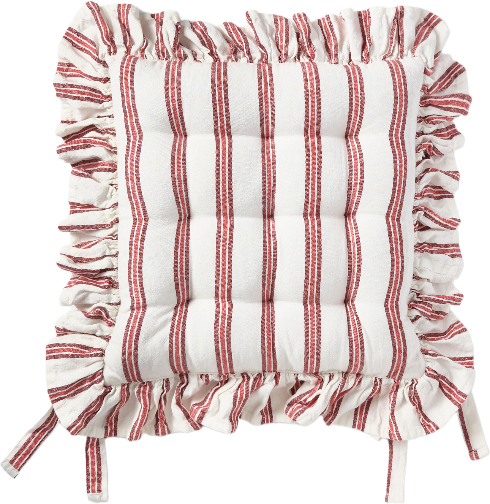 Sittdyna med volang EMMA 40x40 cm, från PORTOLINO LIVING, i färgen Red.