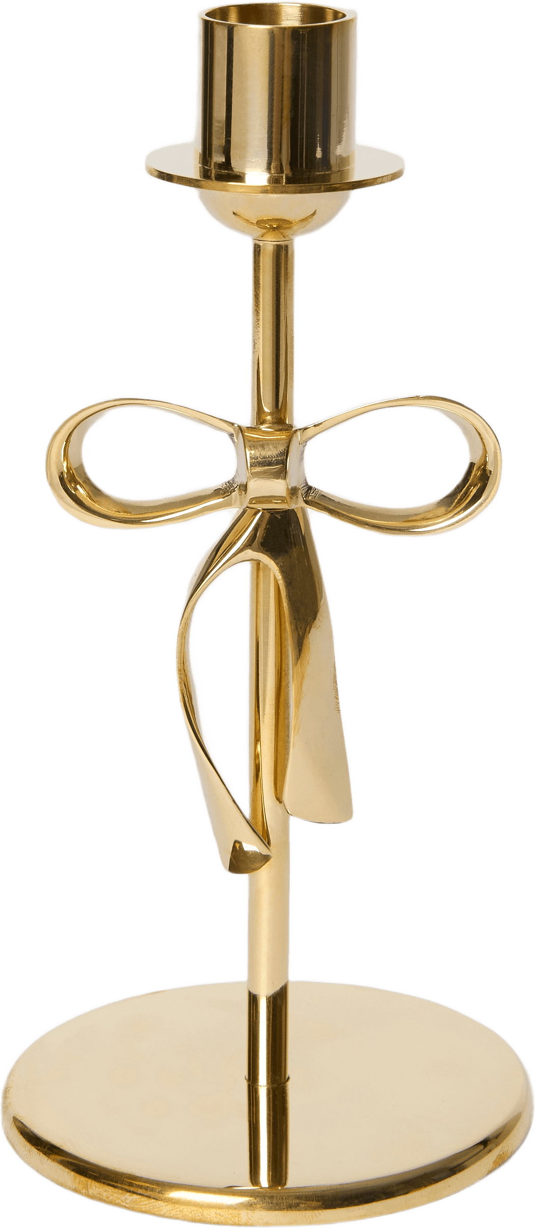 Mässingsljusstake med rosett 19 cm, från MANO ATELIER, i färgen Gold.