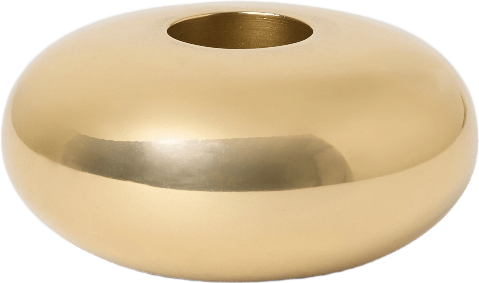 Ljusstake i aluminium låg, från Åhléns Home, i färgen Gold.