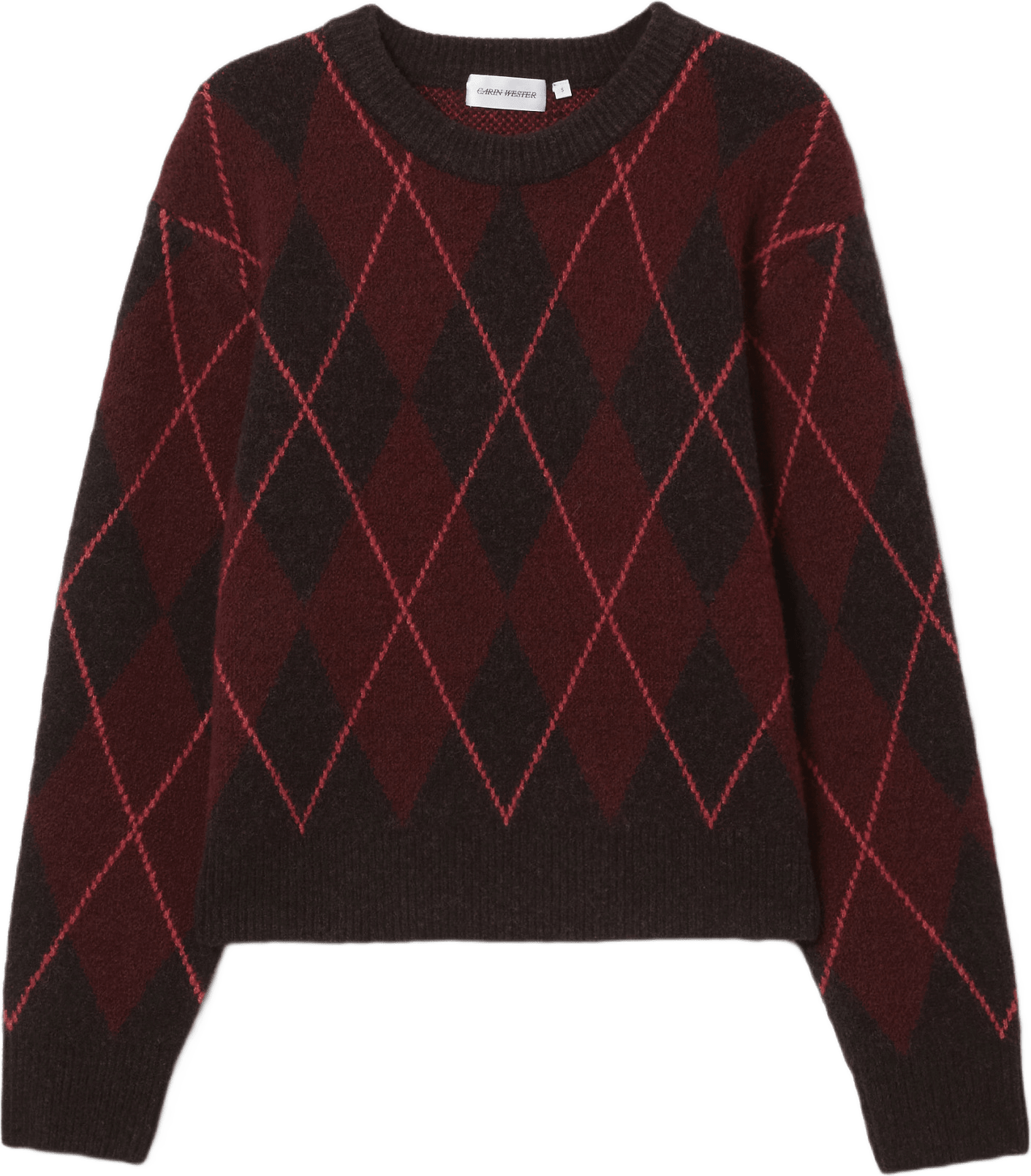 Argyle-mönstrad jumper ECRIN, från Carin Wester, i färgen Red/Brown.
