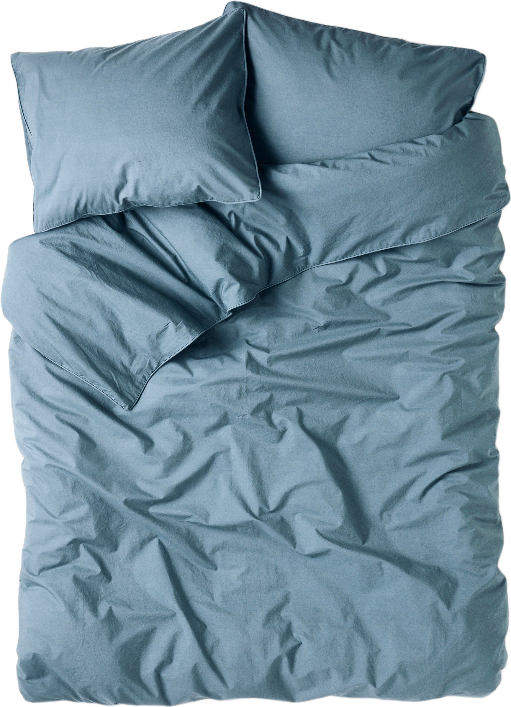 Enfärgat bäddset i percale 220x210 cm, från VIDE, i färgen Mid Blue.
