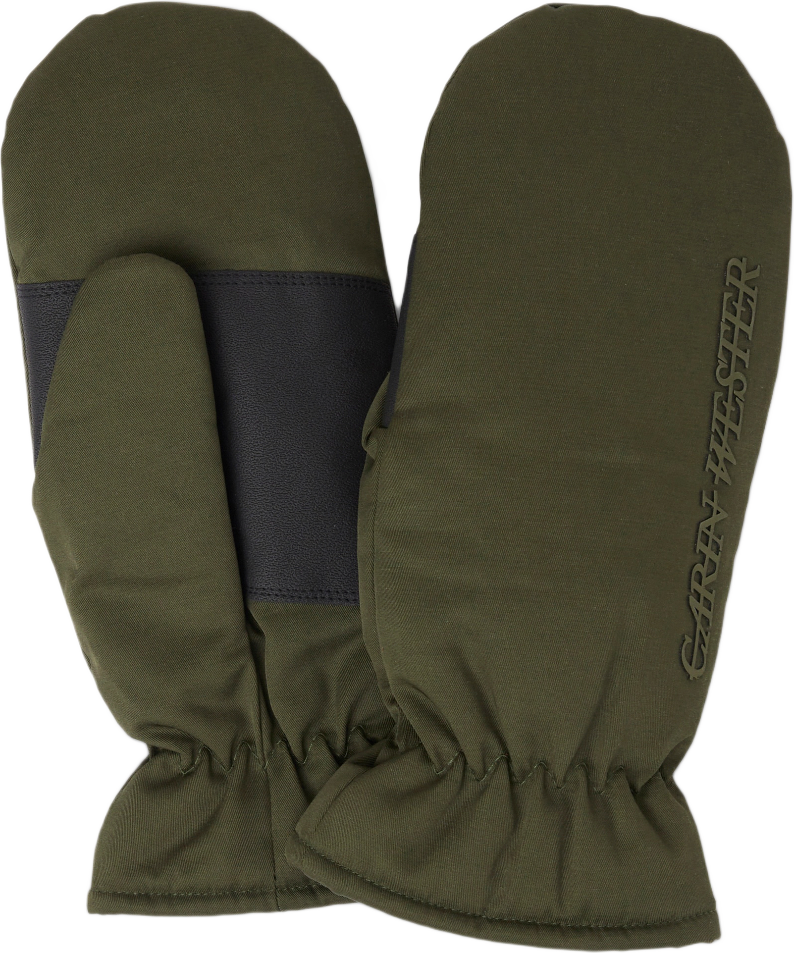 Fodrade tumvantar med logga, från Carin Wester, i färgen Khaki.