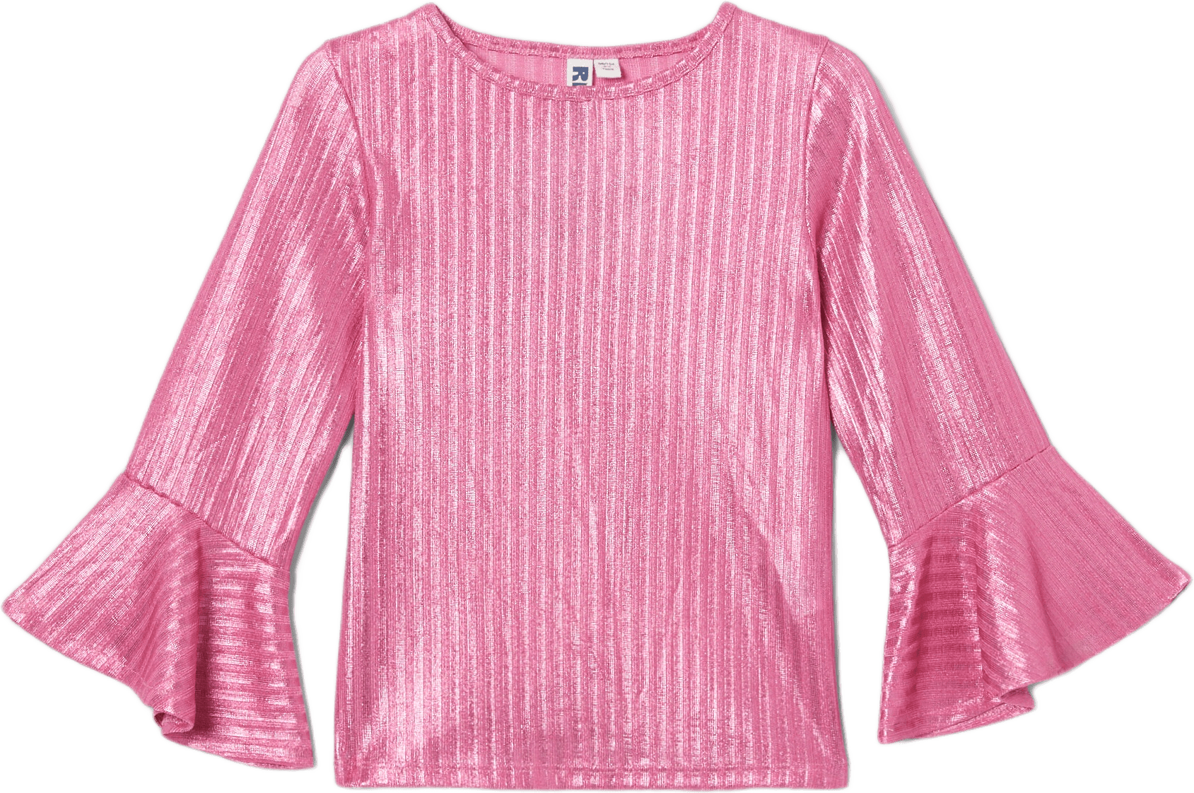 Glansig topp med volangärm DION, från RIKIKI, i färgen Pink 2.