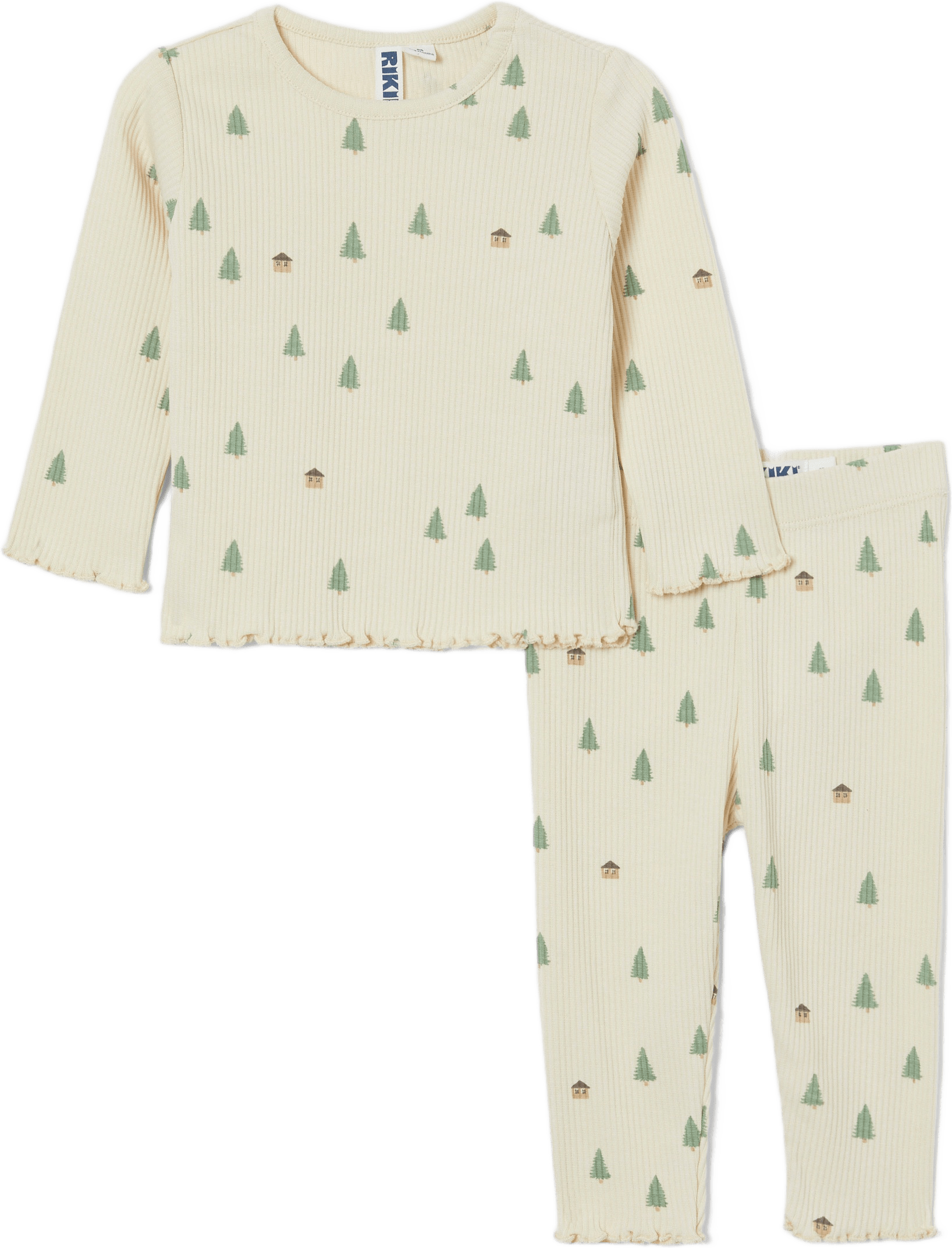 Ribbat set AMI, från RIKIKI, i färgen Green Print.