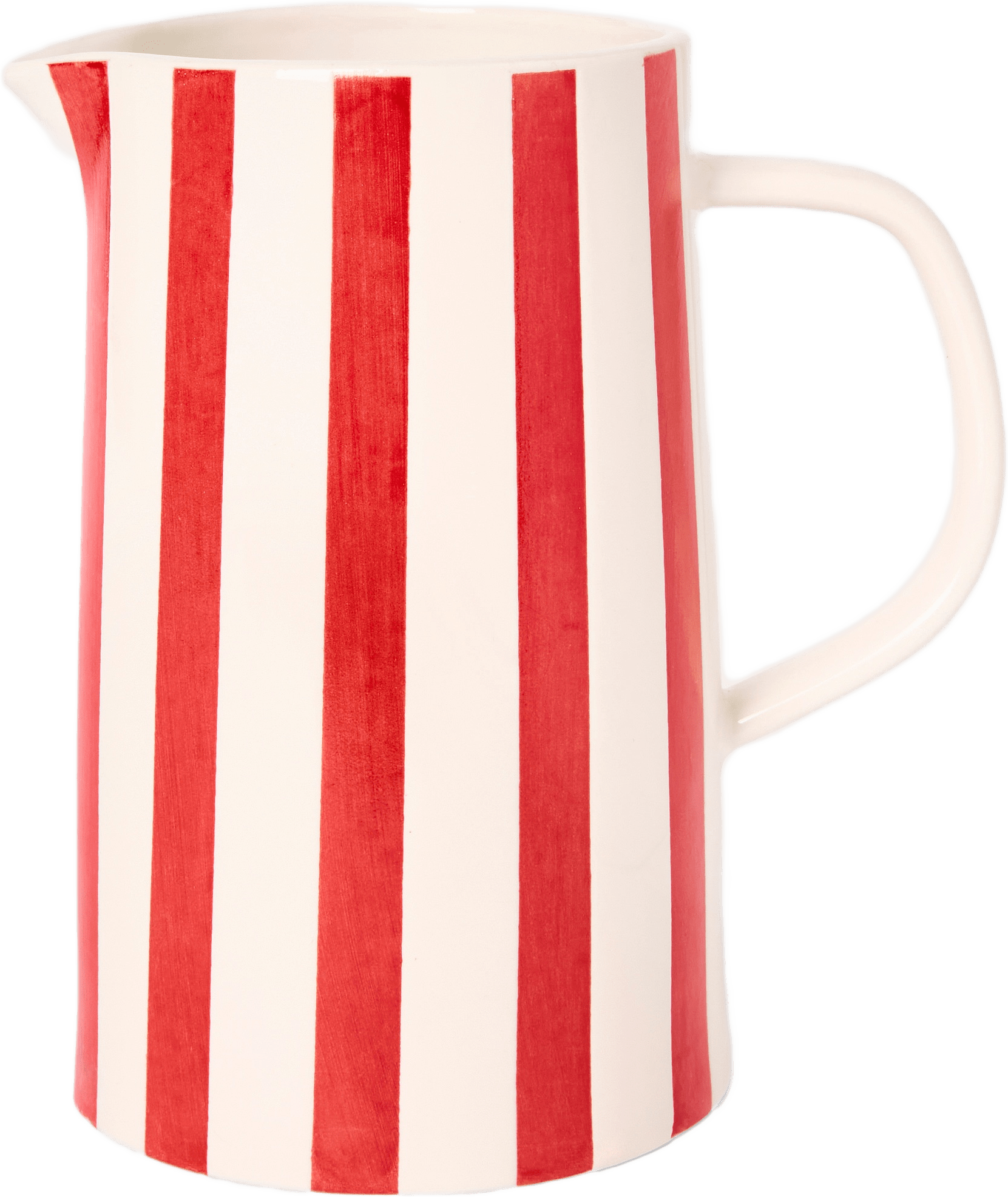 Kanna i stengods ADA STRIPE 1 L, från Åhléns Home, i färgen Red.