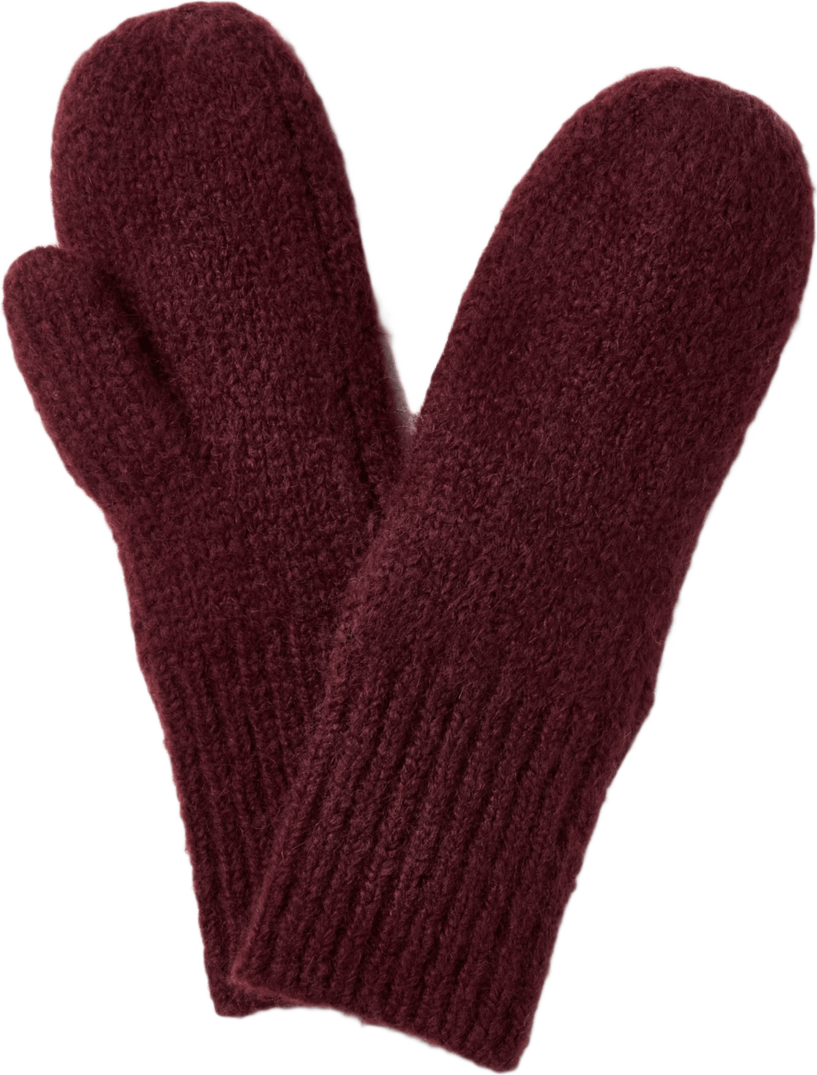 Stickade tumvantar i mohairmix KATE, från Wera, i färgen Wine Red.