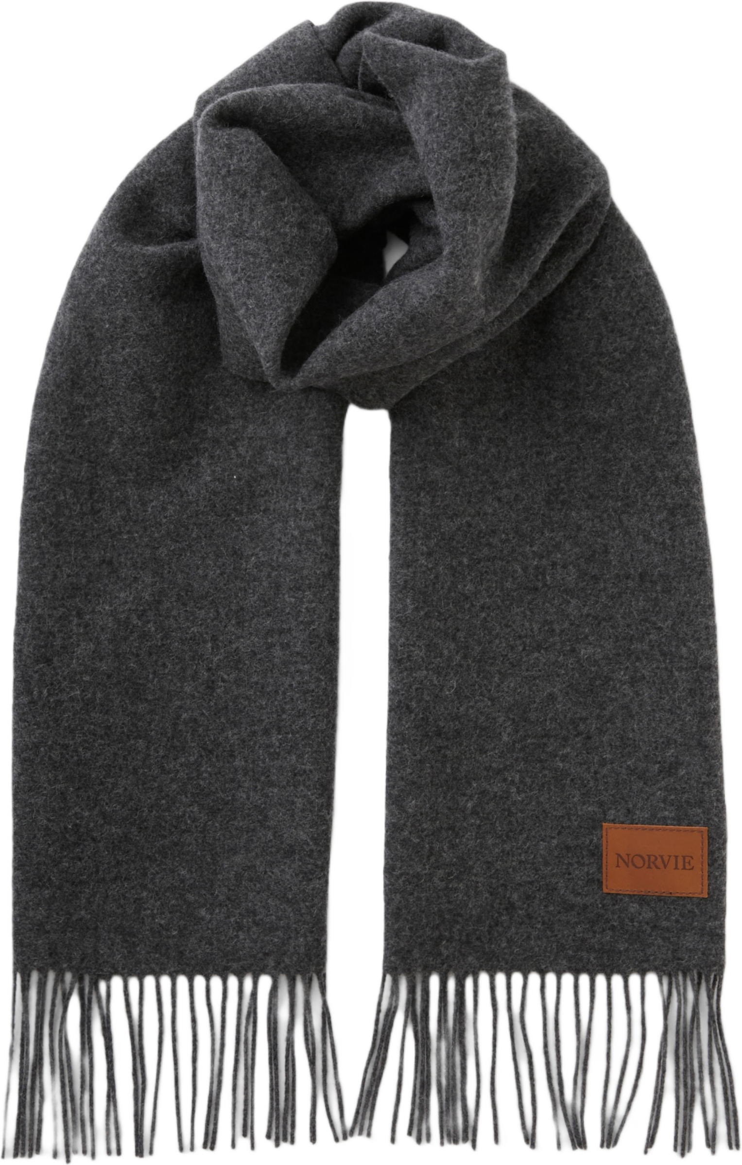 Halsduk i ull FELIX, från NORVIE, i färgen Dark Grey Melange.