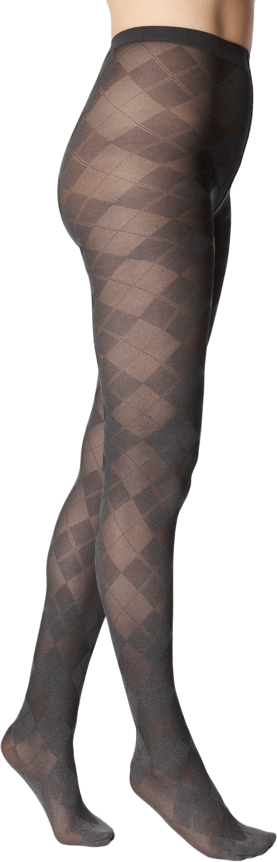 Mönstrade strumpbyxor Argyle, 1-pack, från Å WOMAN, i färgen Grey Melange.