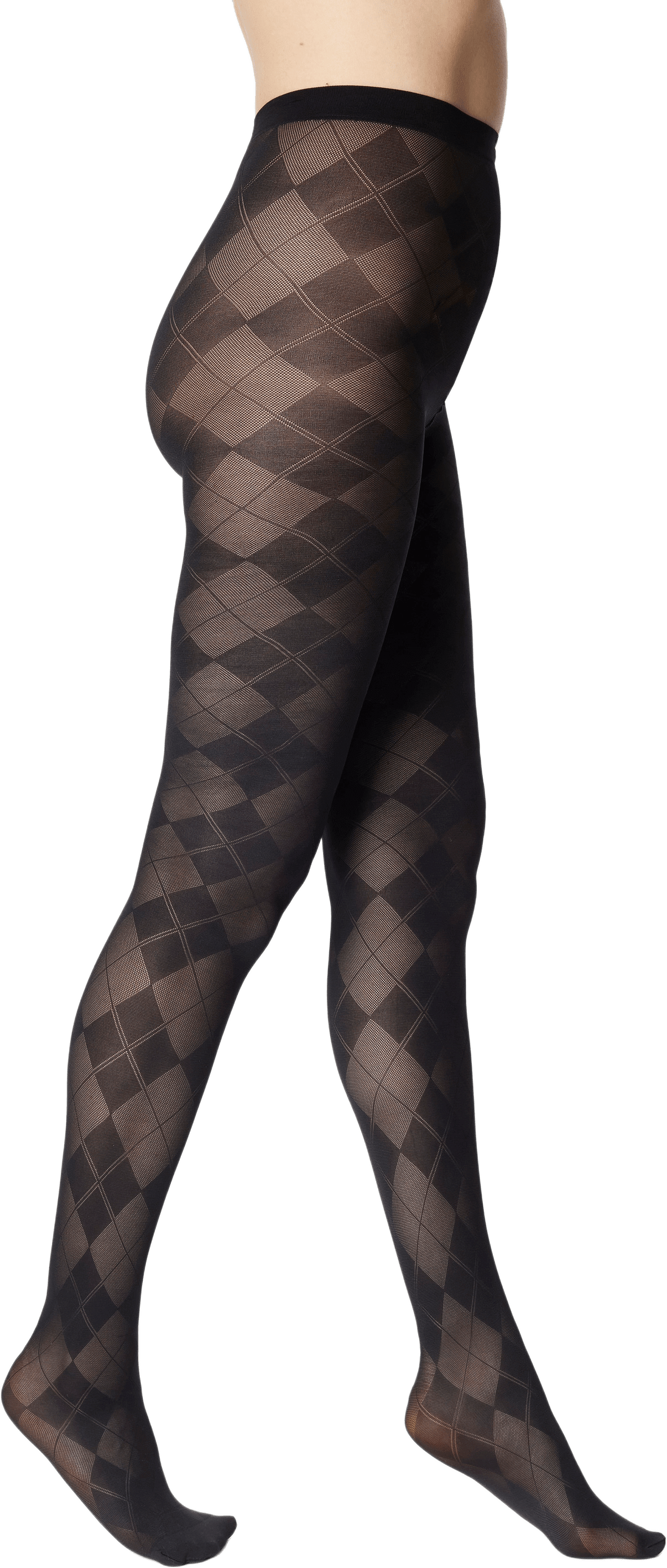 Mönstrade strumpbyxor Argyle, 1-pack, från Å WOMAN, i färgen Black.