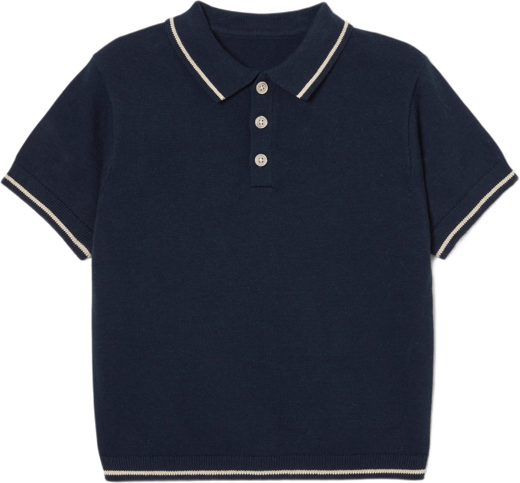 Finstickad pikétröja EUGENE, från RIKIKI, i färgen Navy.