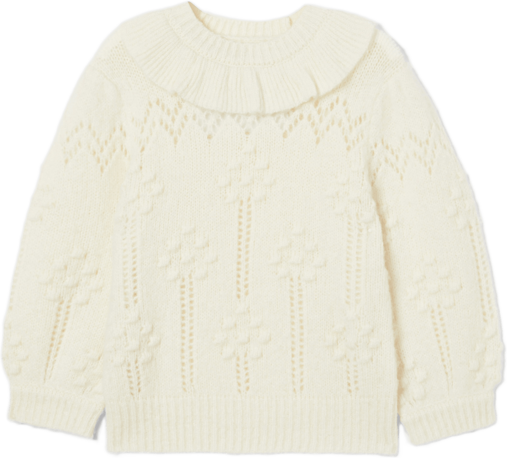 Hålstickad tröja JULIA, från RIKIKI, i färgen Offwhite.