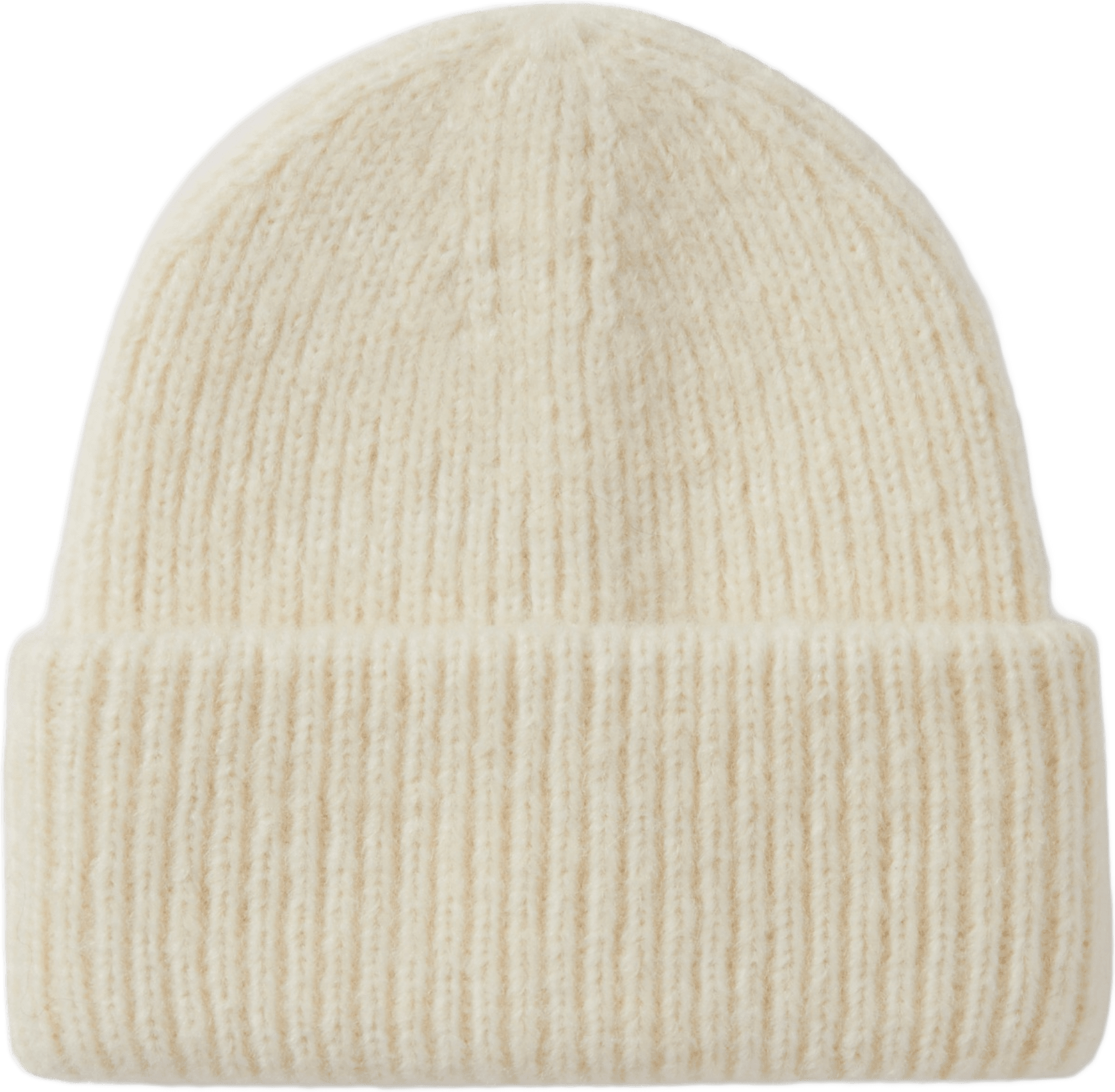 Ribbstickad mössa CINA, från Å WOMAN, i färgen Cream White.