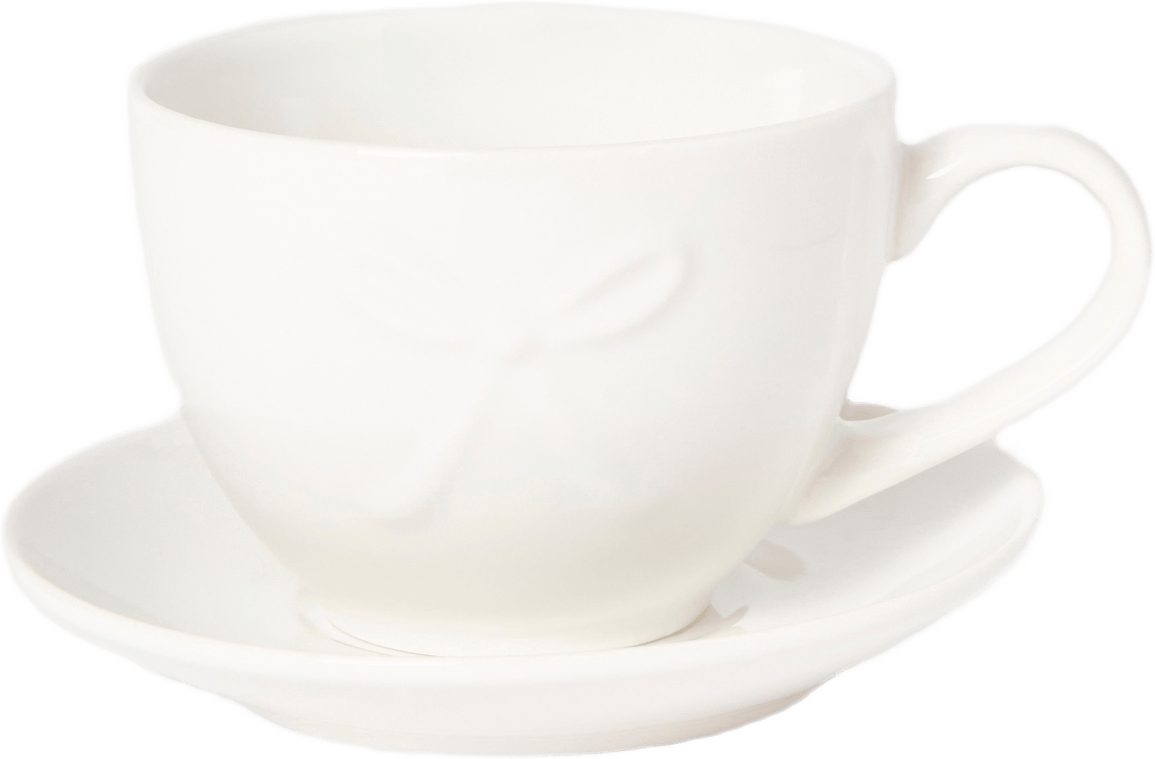 Kopp med fat 20 cl BOW, från Åhléns Home, i färgen White.