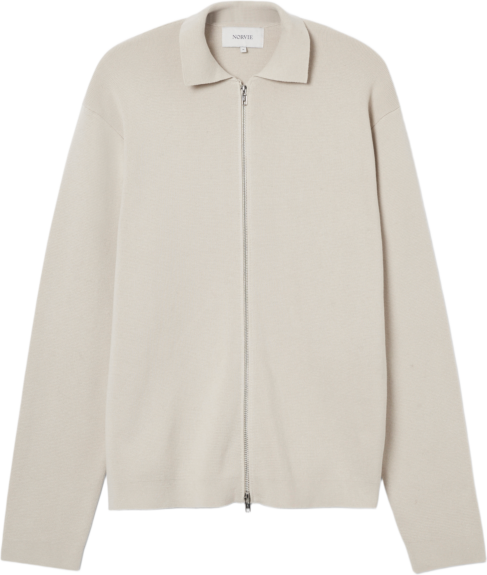 Cardigan med dubbelzip NICO, från NORVIE, i färgen Stone.