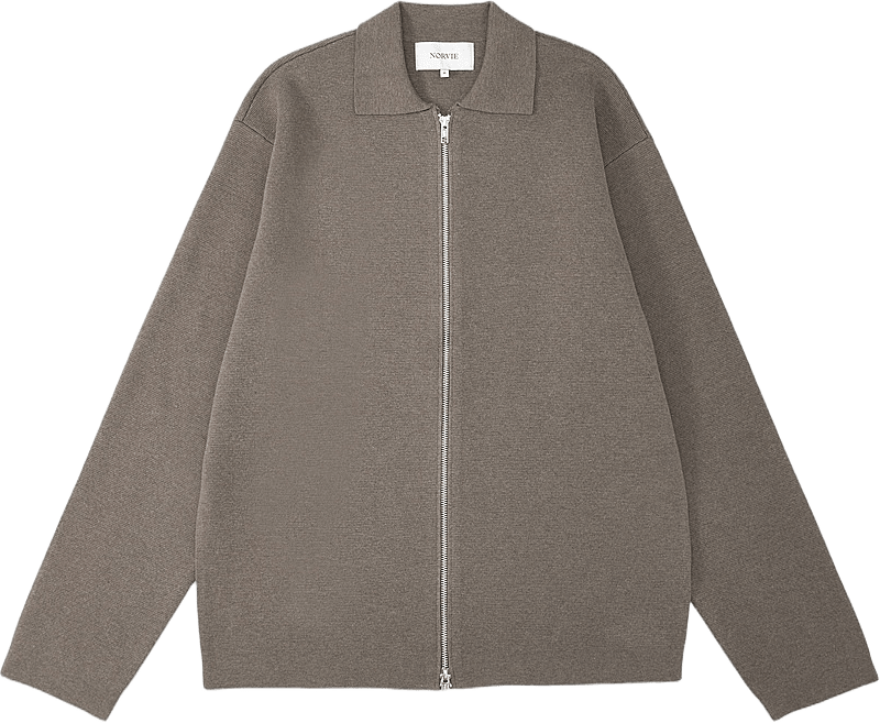 Cardigan med dubbelzip NICO, från NORVIE, i färgen Mole Mel.