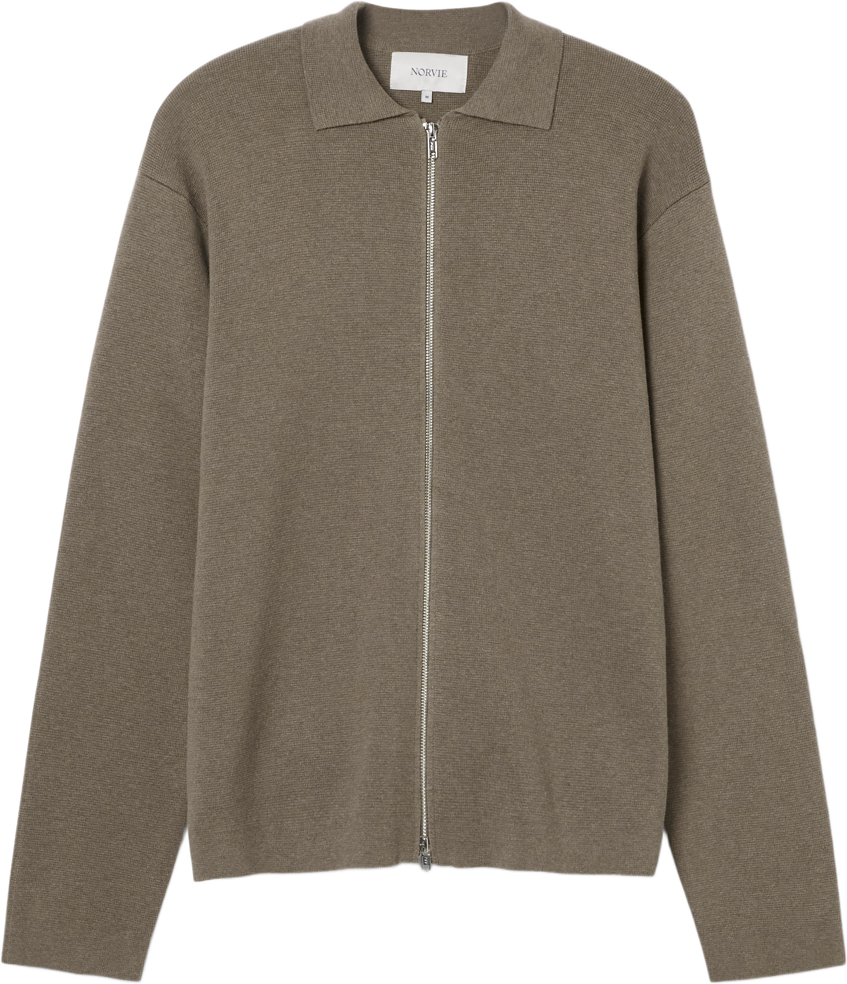 Cardigan med dubbelzip NICO, från NORVIE, i färgen Mole Mel.
