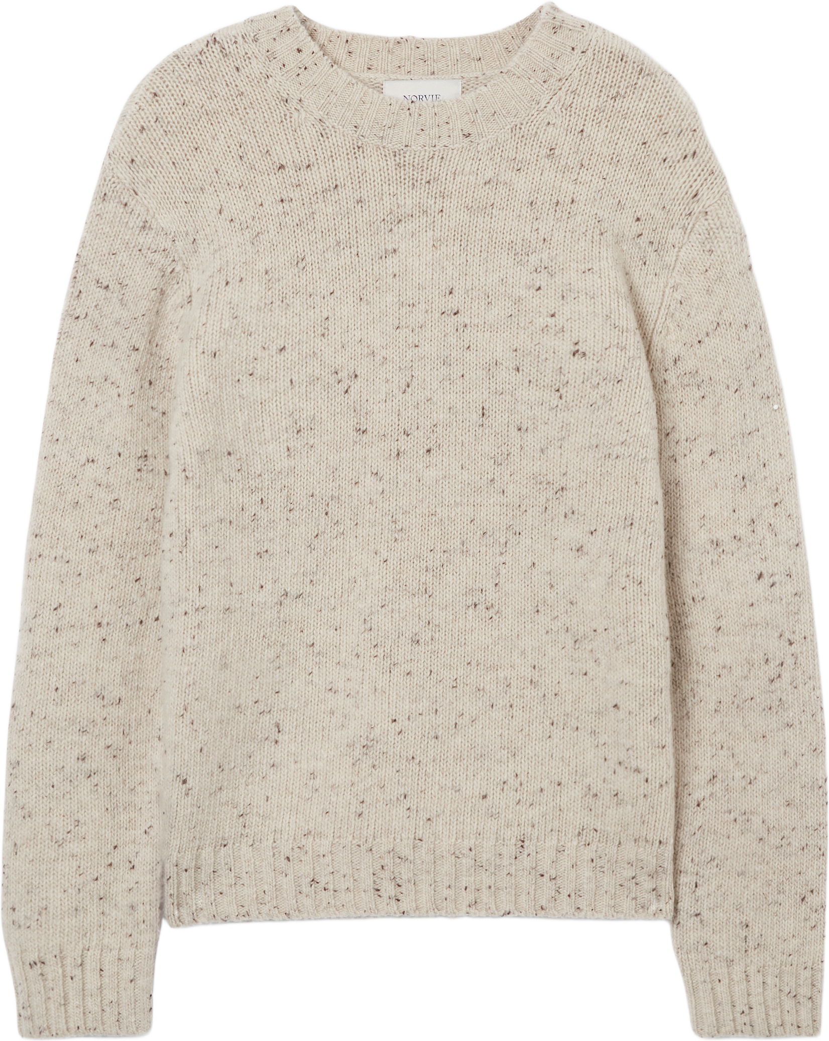 Tröja i ull och alpacka GUSTAF, från NORVIE, i färgen Beige Malange.