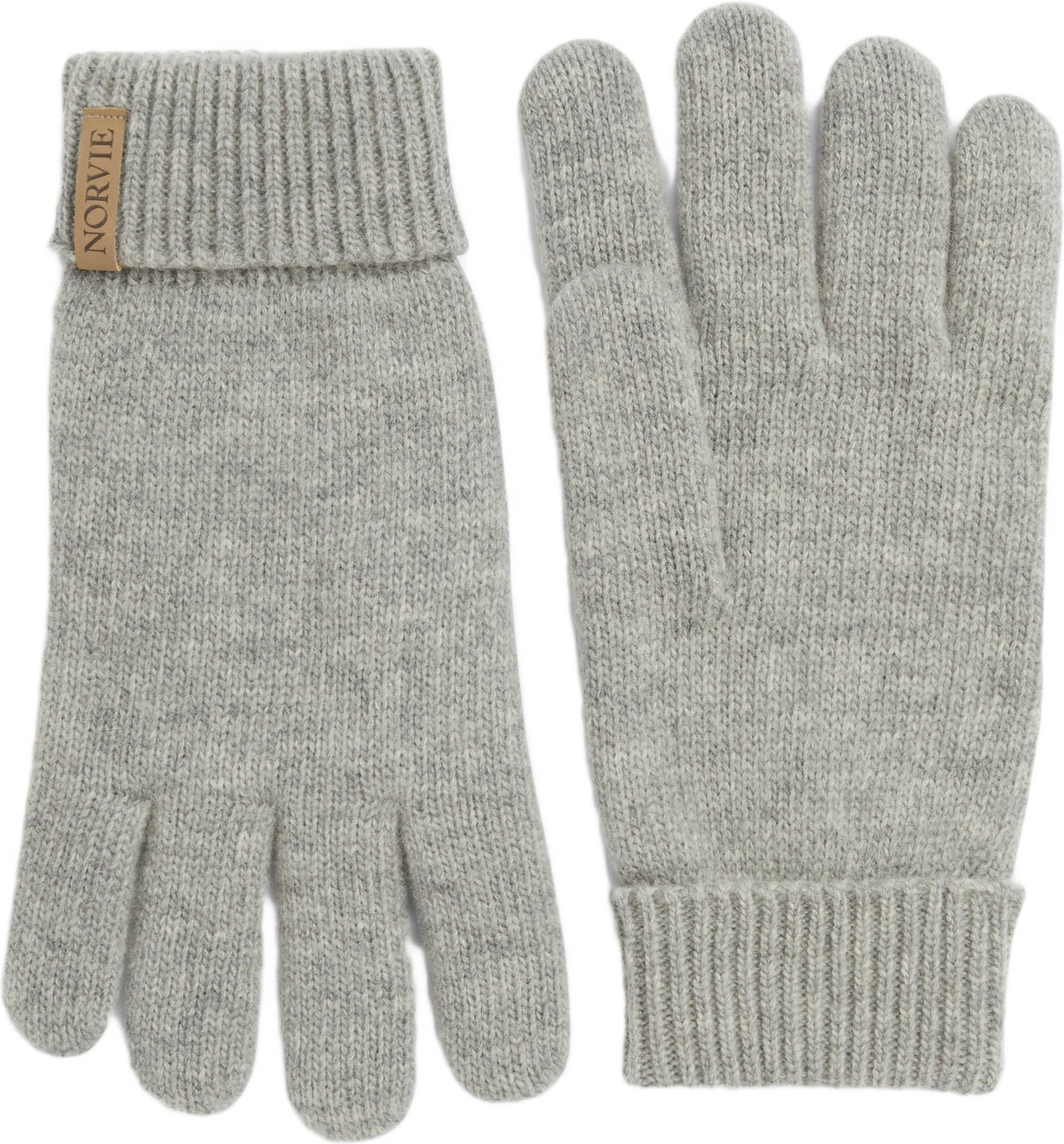 Fingervantar i ullmix HERMAN, från NORVIE, i färgen Grey Melange.