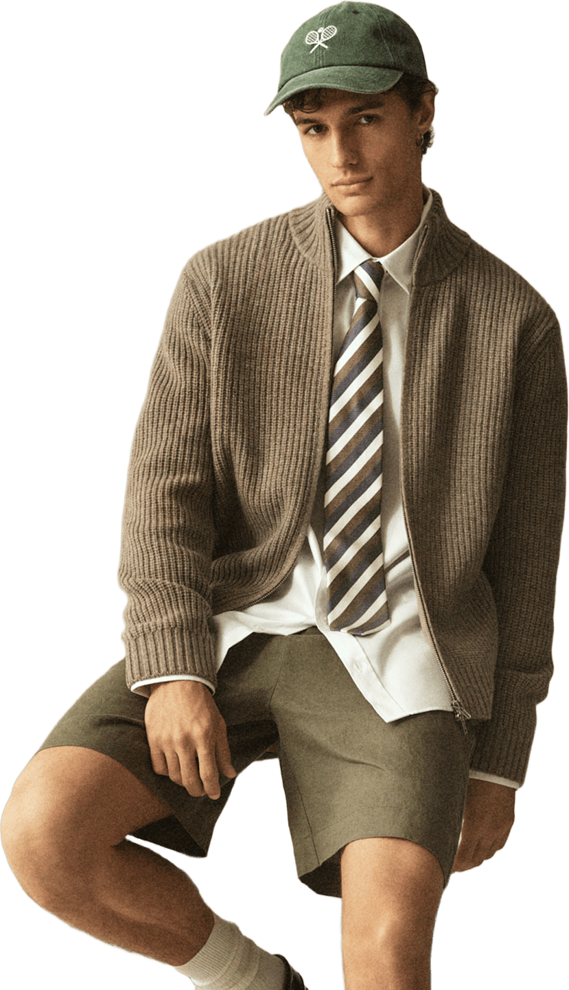 Ribbad ullcardigan NIKLAS, från NORVIE, i färgen Mole.