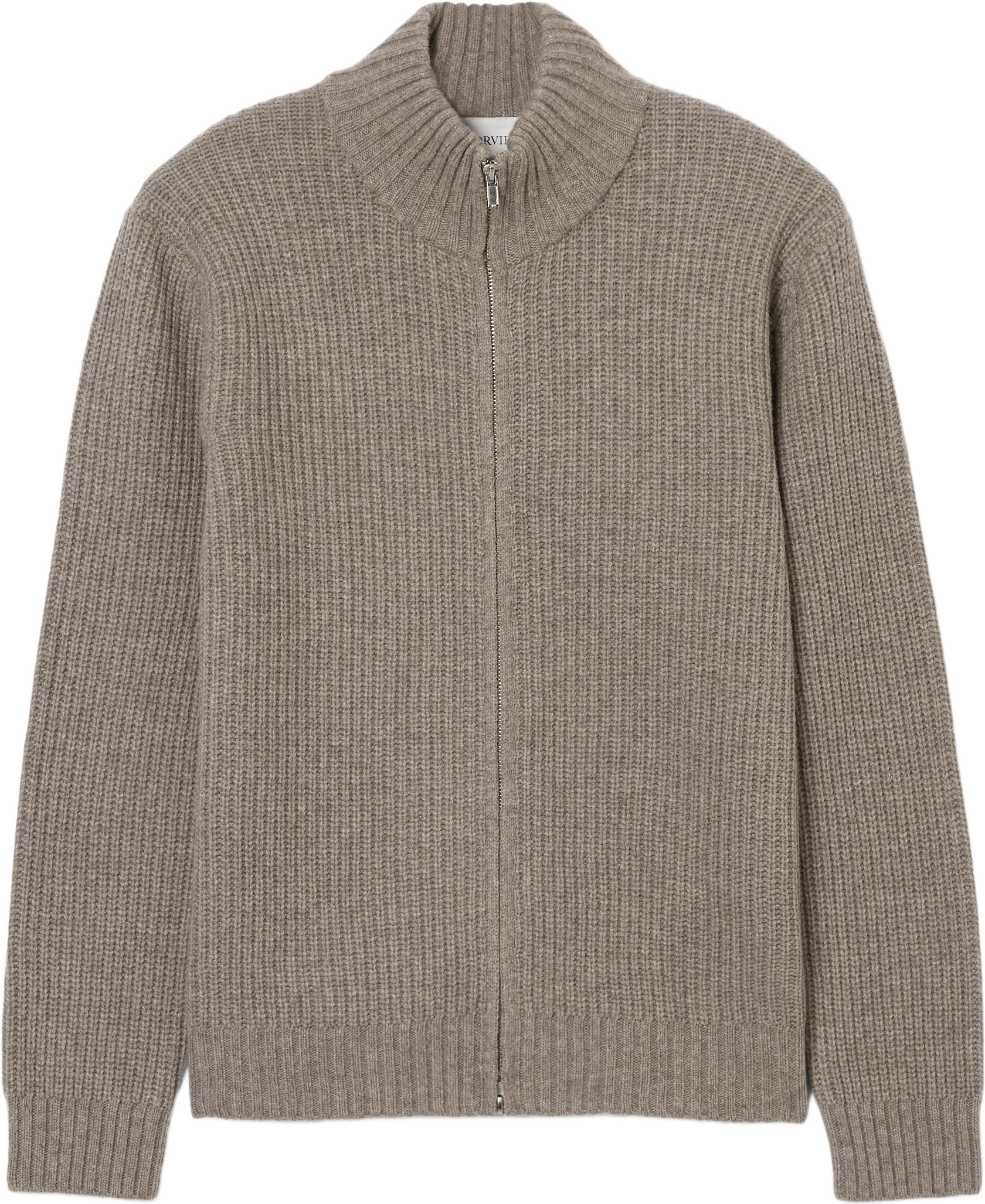 Ribbad ullcardigan NIKLAS, från NORVIE, i färgen Mole.