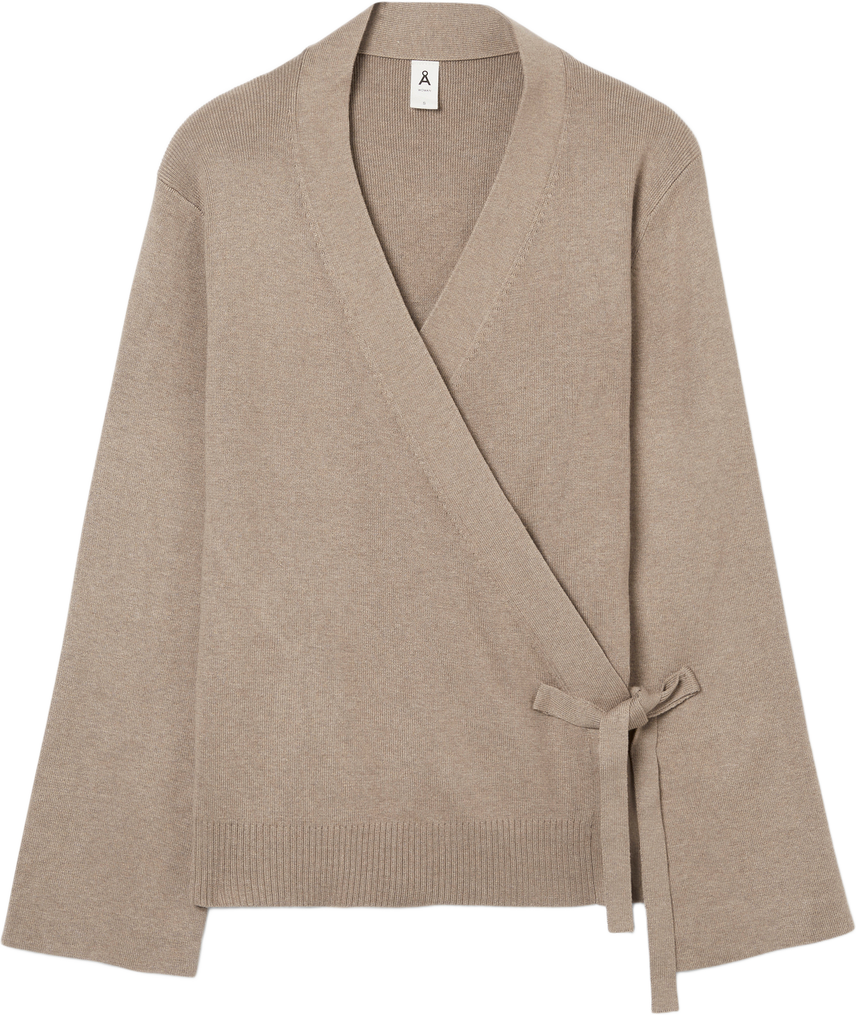 Cardigan med knytband TANYA, från Å WOMAN, i färgen Mole Mel.