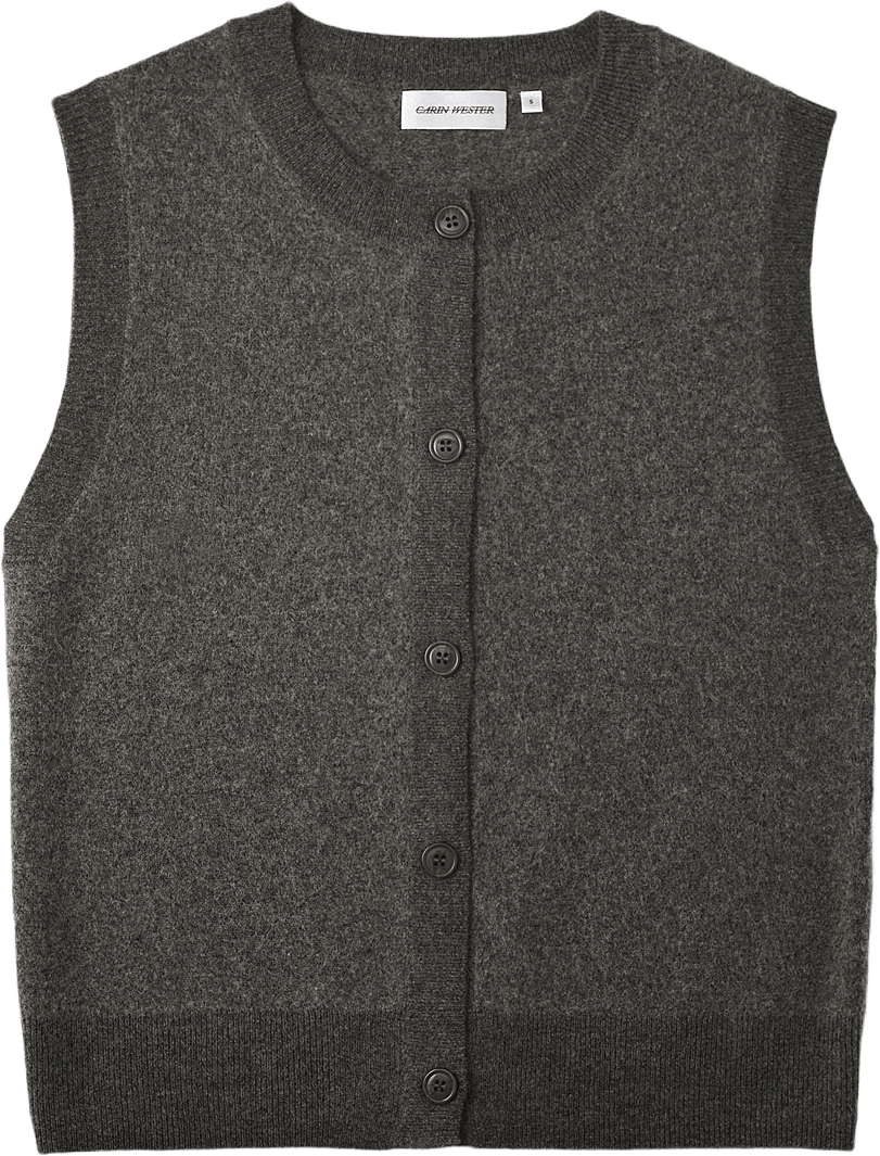 Stickad ullväst ENGLIS, från Carin Wester, i färgen Mole melange.