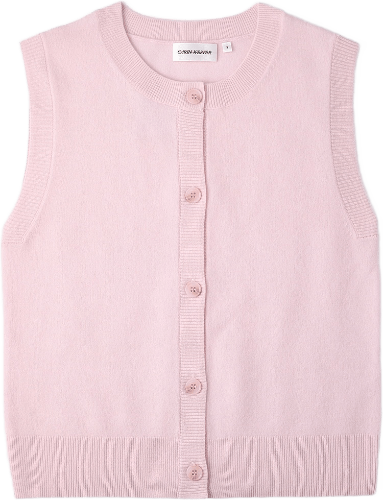 Stickad ullväst ENGLIS, från Carin Wester, i färgen Pink.