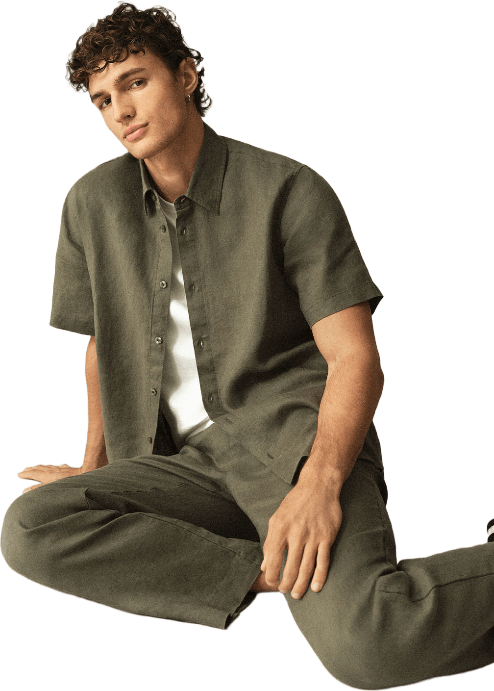 Kortärmad linneskjorta GUNNAR, från NORVIE, i färgen Green.