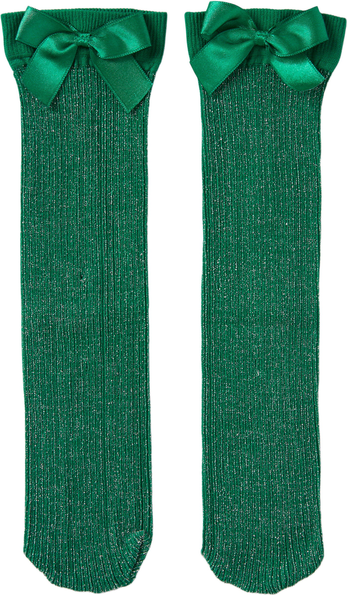 Glittriga strumpor med rosett, från Å WOMAN, i färgen Green.