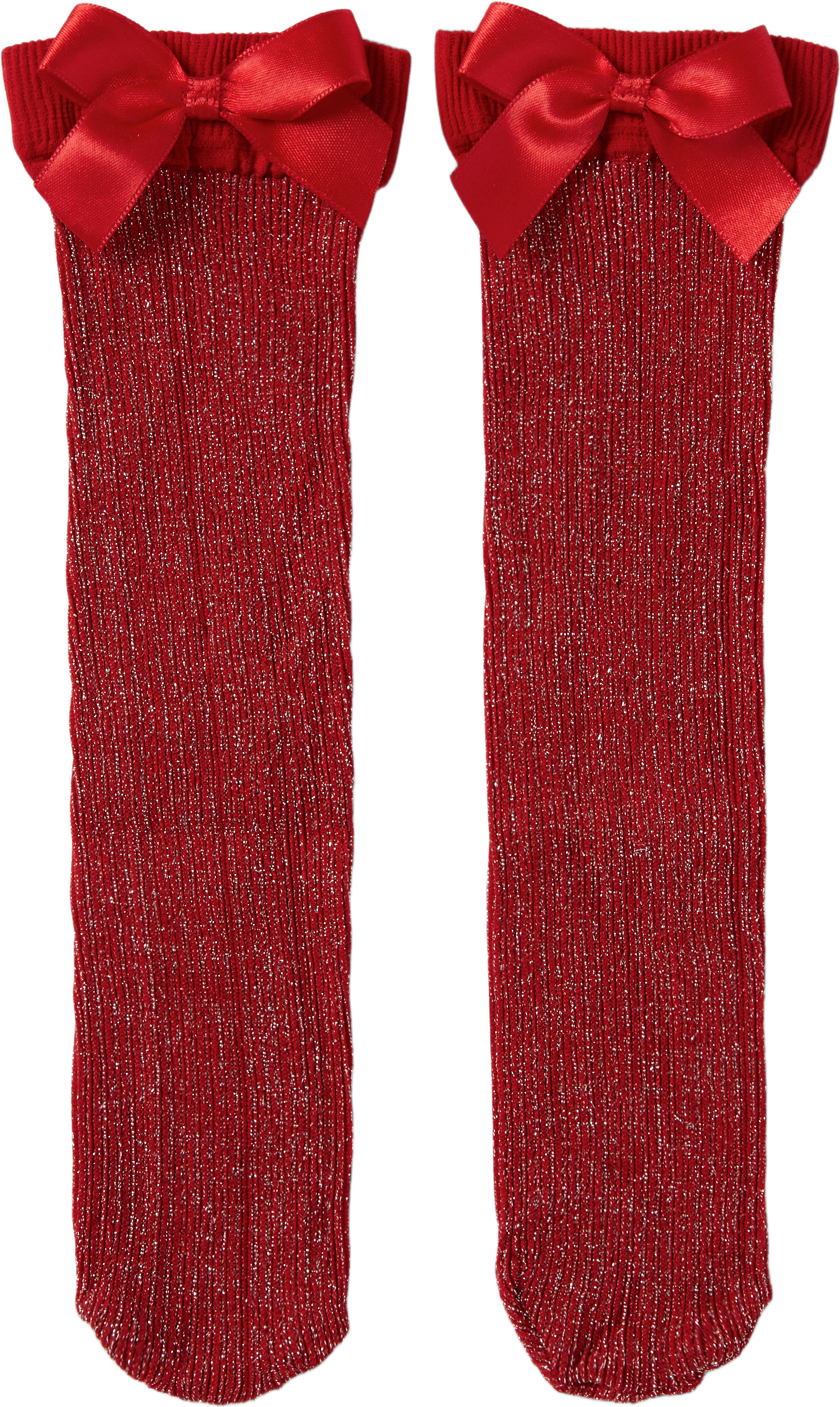 Glittriga strumpor med rosett, från Å WOMAN, i färgen Red.