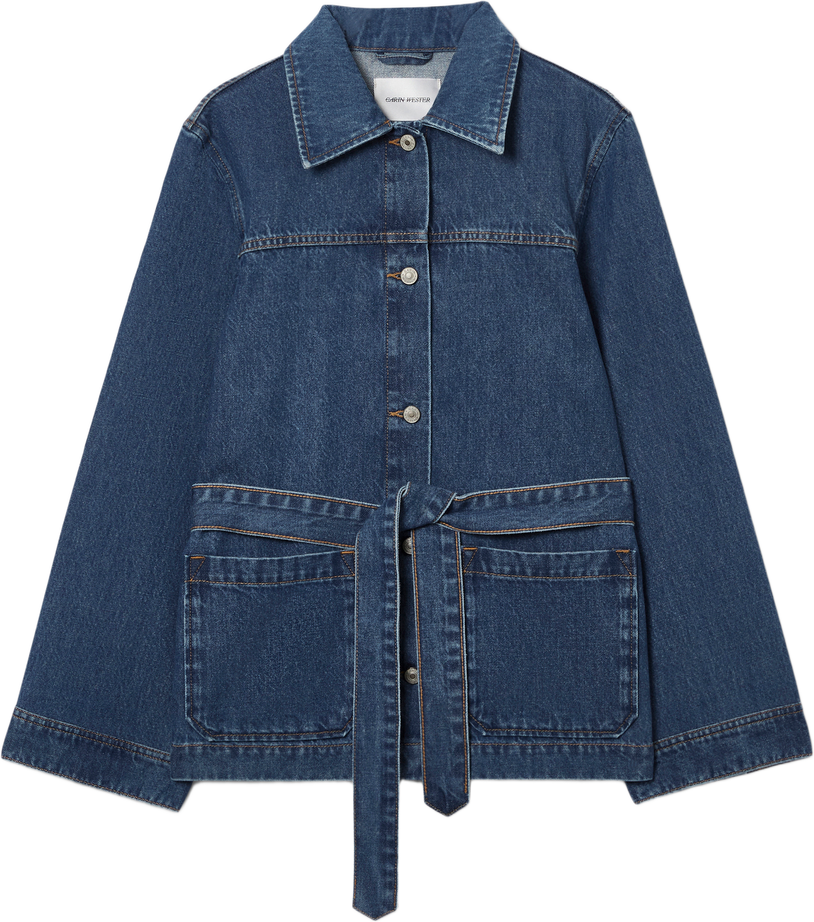 Jeansjacka med knytband YVIS, från Carin Wester, i färgen Indigo Blue Denim.